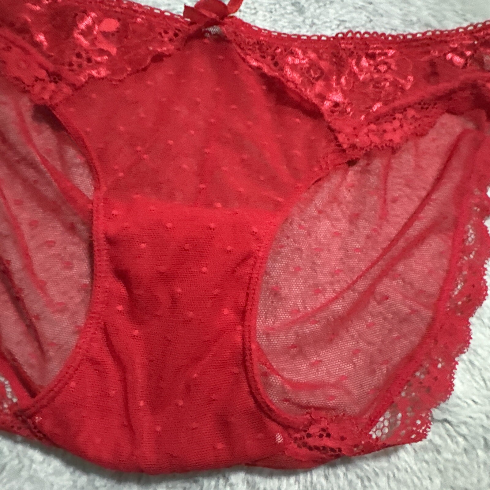 VINTAGE SHEER Lace MESH PANTIES Size M/L Bow