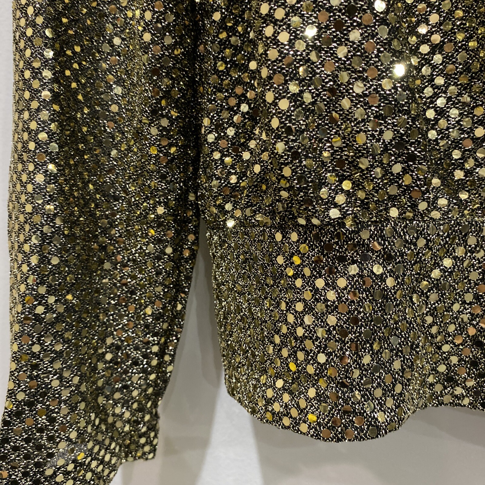 Vintage By Another Thyme Blouse Size 8 Full Sequins Gold Toned waist tie Sparkly