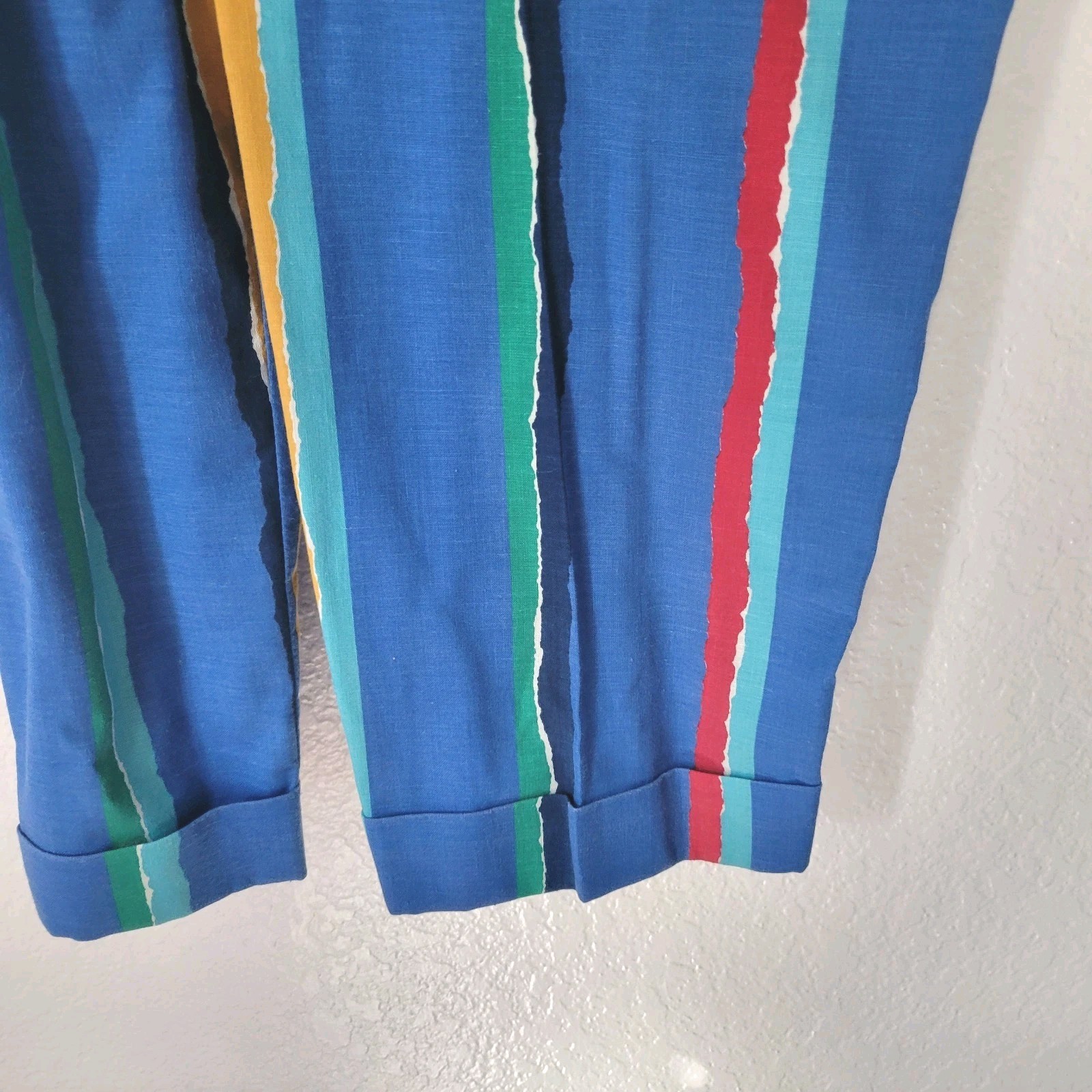 Vintage 70s Colorful Striped Jumpsuit Romper Playsuit XS/S 100% Cotton Cropped