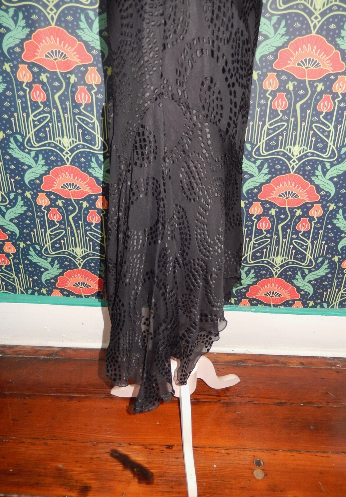 Vintage 90’s Y2k Burnout Silk Black Witchy Pointy Hem Whimsigoth Cocktail Dress