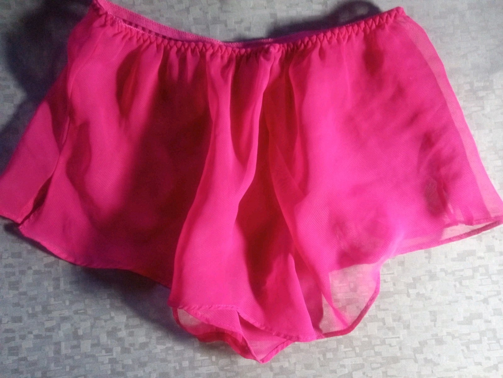 Vintage Poly Chiffon Semi Sheer Women’s Fuchsia Tap Shorts Panties 28″ 30″ 32″
