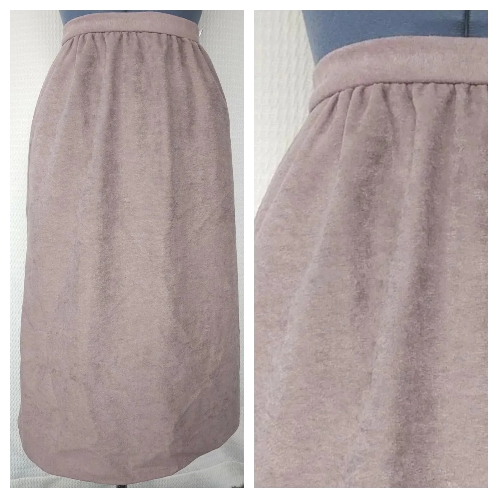 Vintage Betty Rose Greyish Rose Velvet Skirt 26″ Waist Size 2?