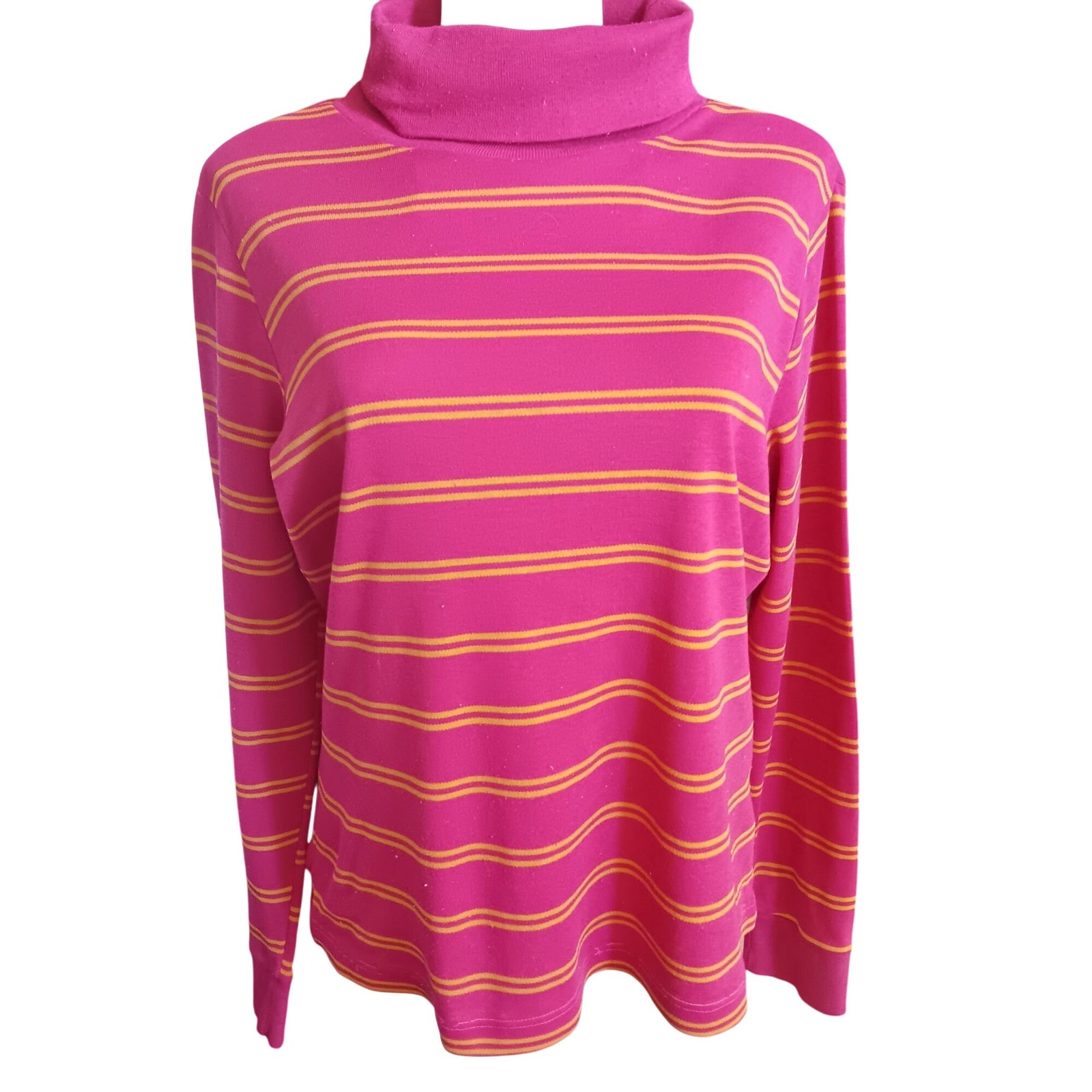 True Vintage Medium T-shirt Sears Pink Yellow Striped Turtleneck 1970’s Hippy