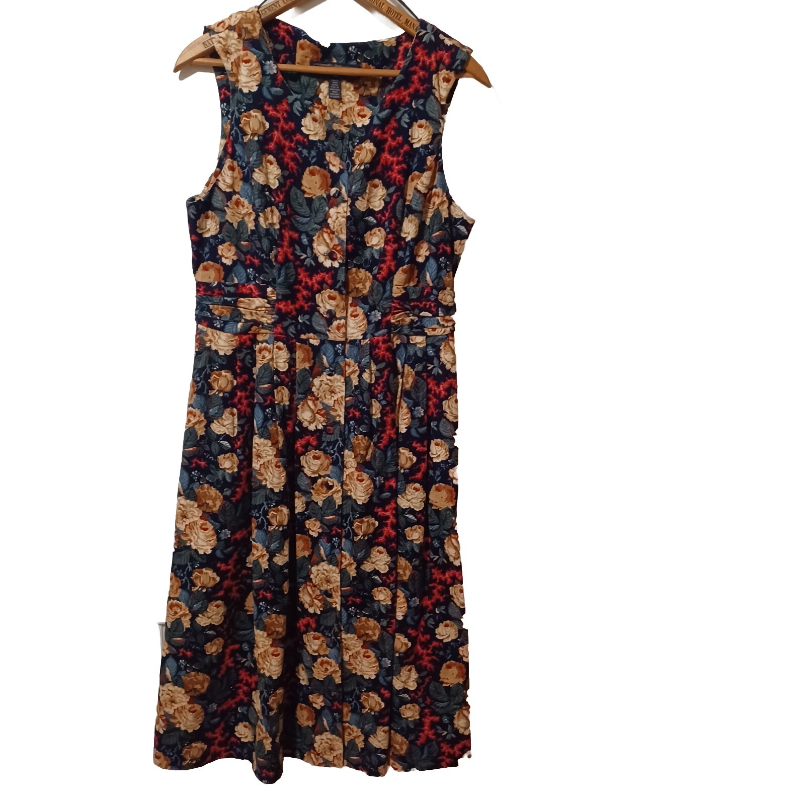 Vtg Herman Geist Dress Size 10 Floral Corduroy Lightweight Cottagecore Modest