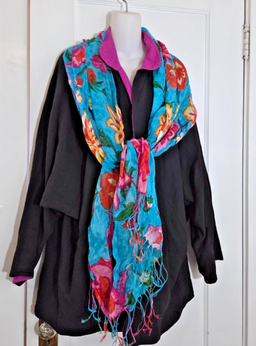 VINTAGE 100% Cotton SANGAM IMPORTS Reversible JACKET, XL, Pink & Black
