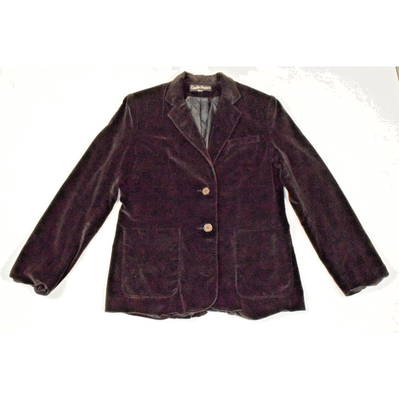 Vintage Blazer Jacket Castle Square Size S/M 70s Espresso Brown Cotton Velvet