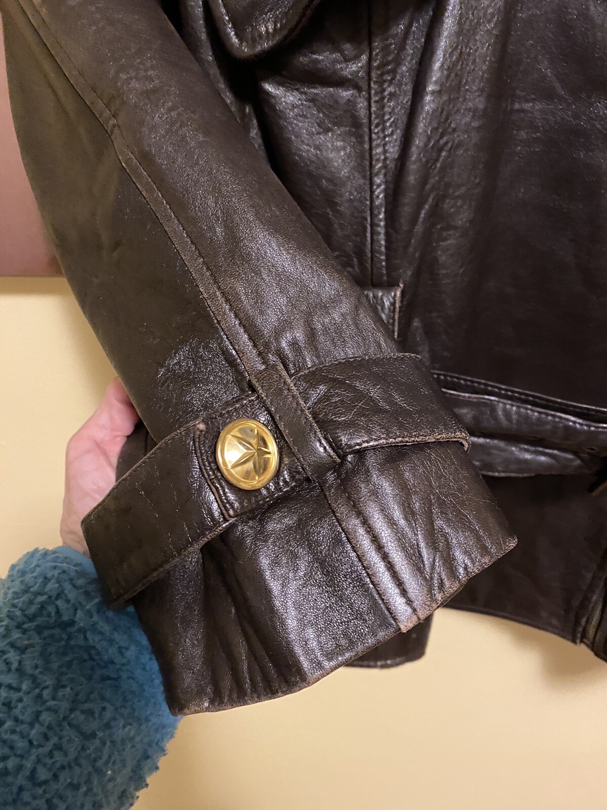 VTG Cedars Moto Zip Jacket Leather Brown Biker 1980s buttery Belted Medium