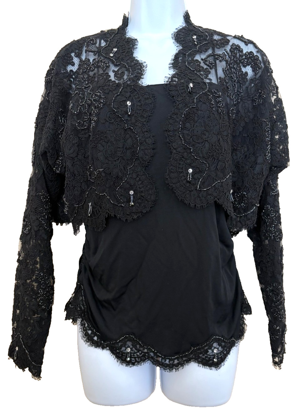 Vintage Rare Carol Peretz Black Lace Bolero and Tank Top Women’s Size Medium