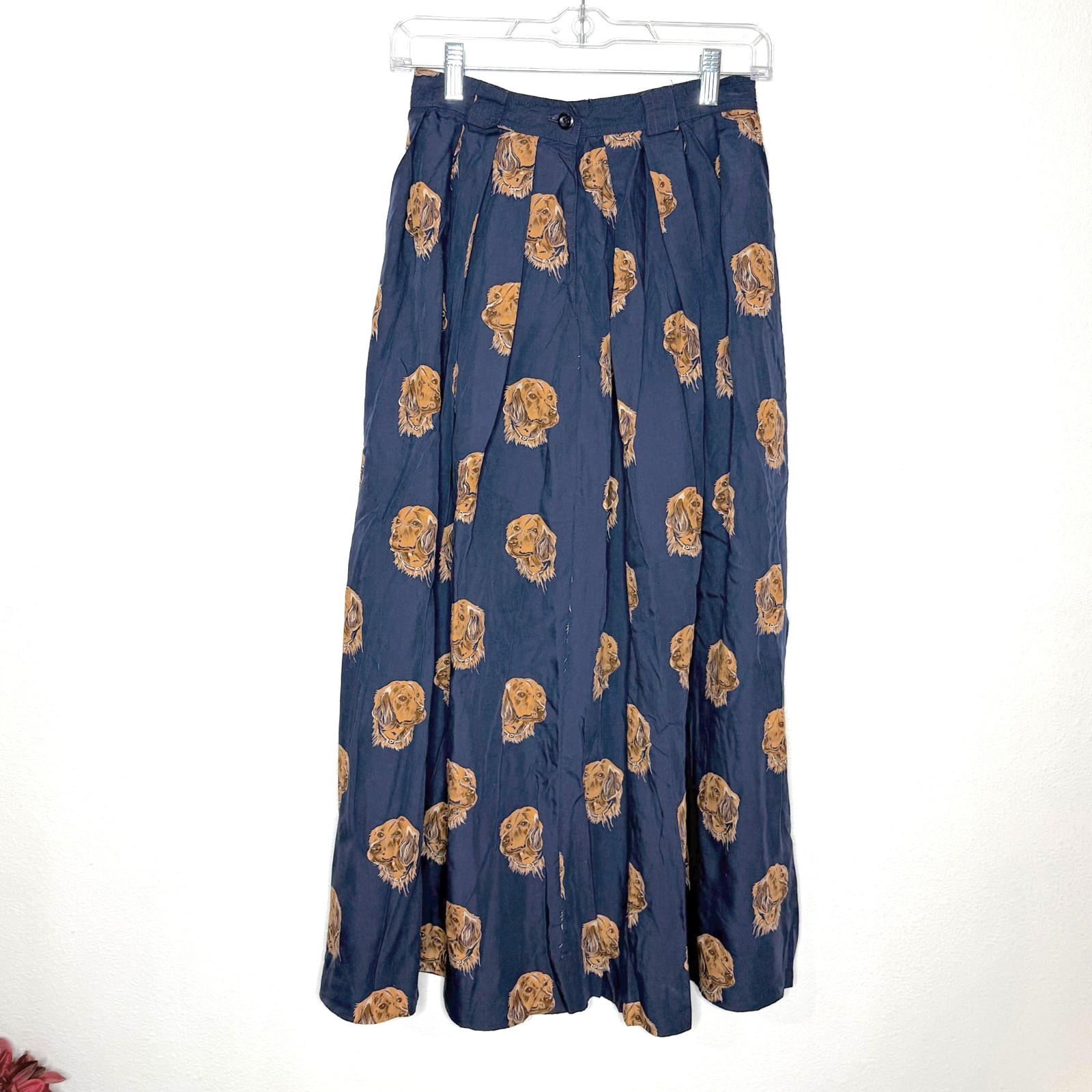 Vintage 80s JG Hook Skirt Womens Sz 10 Labrador Print Cottagecore Boho