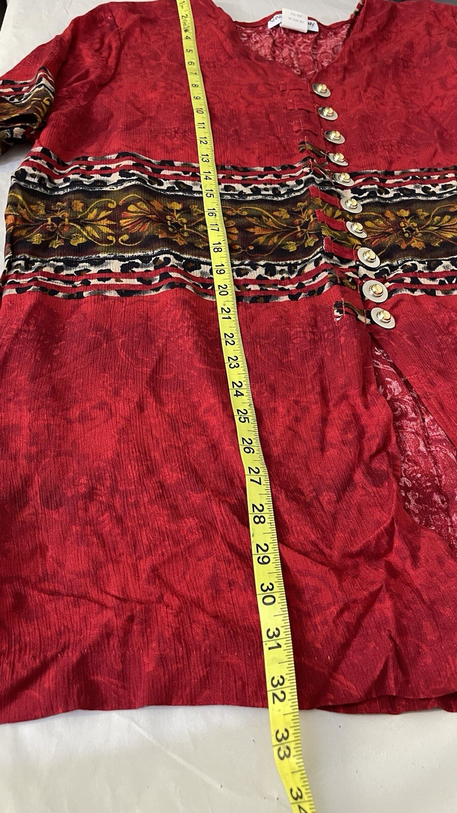 Vintage Sharon Anthony Women’s Red Multi Design Tunic Blouse Size 20W-Rare