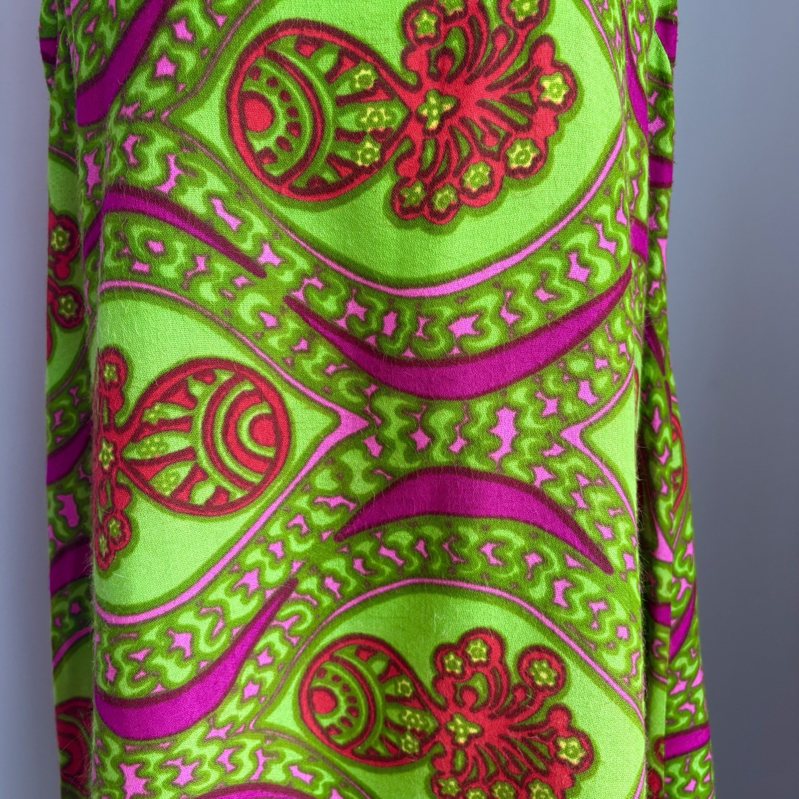 Vintage 1960’s Mod Lime Green & Hot Pink Groovy Print Shift Sun Dress S/M