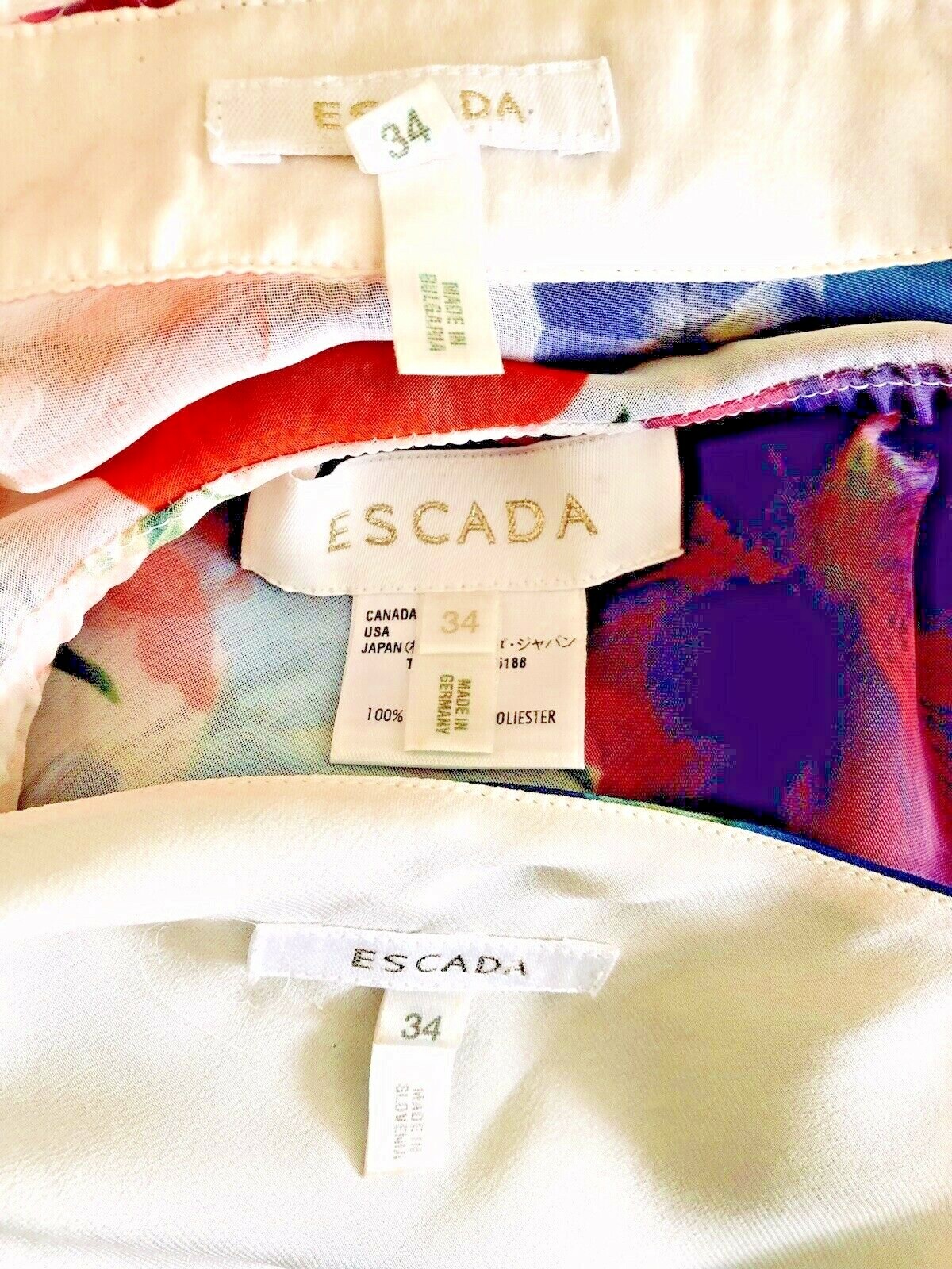 Vintage ESCADA Floral Chiffon 3 PC Ensemble w Sequins SZ 34 US S/M – NWOT
