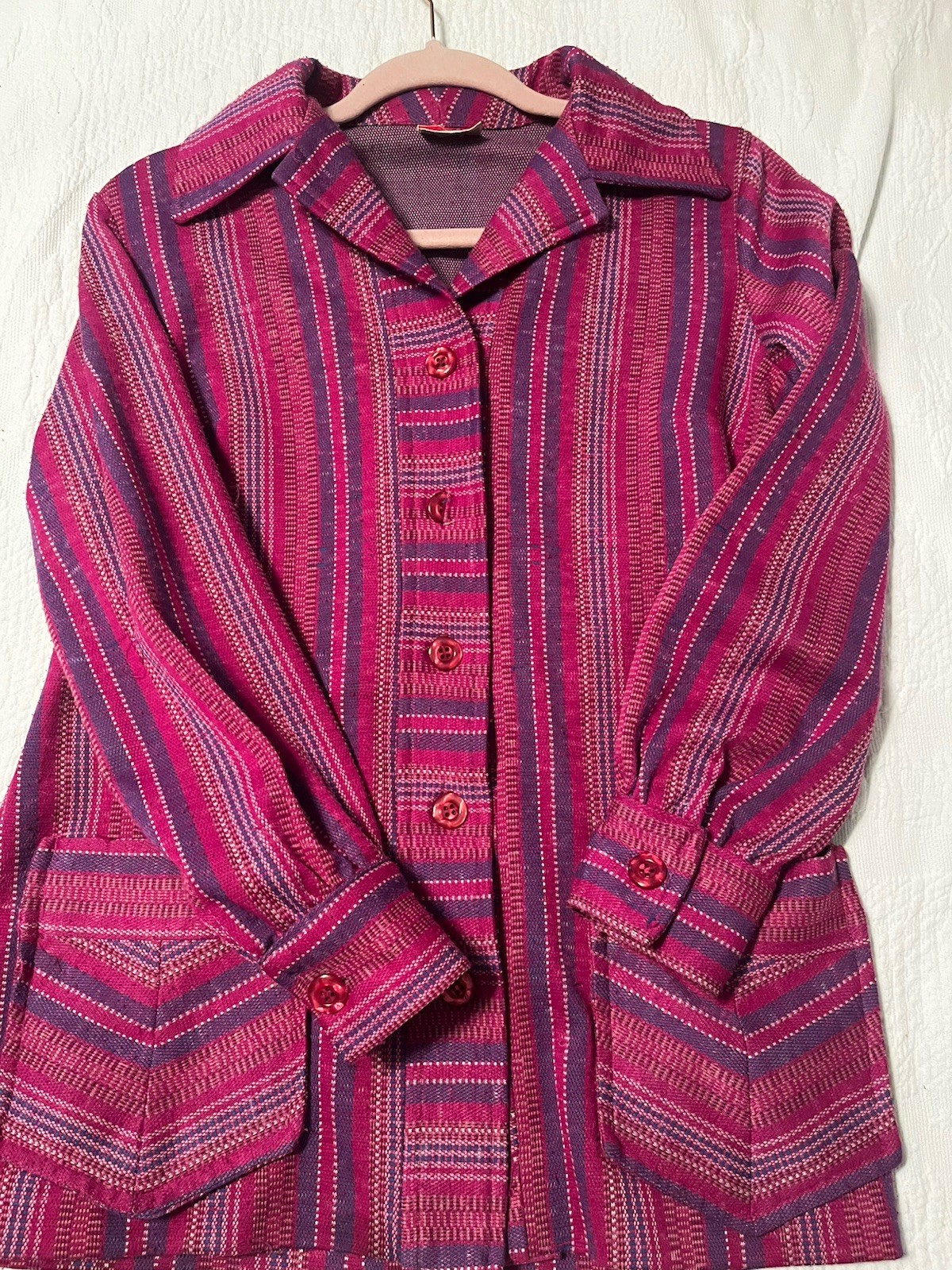 Pykettes Women’s Striped Blazer Jacket Coat Top Vintage Pink