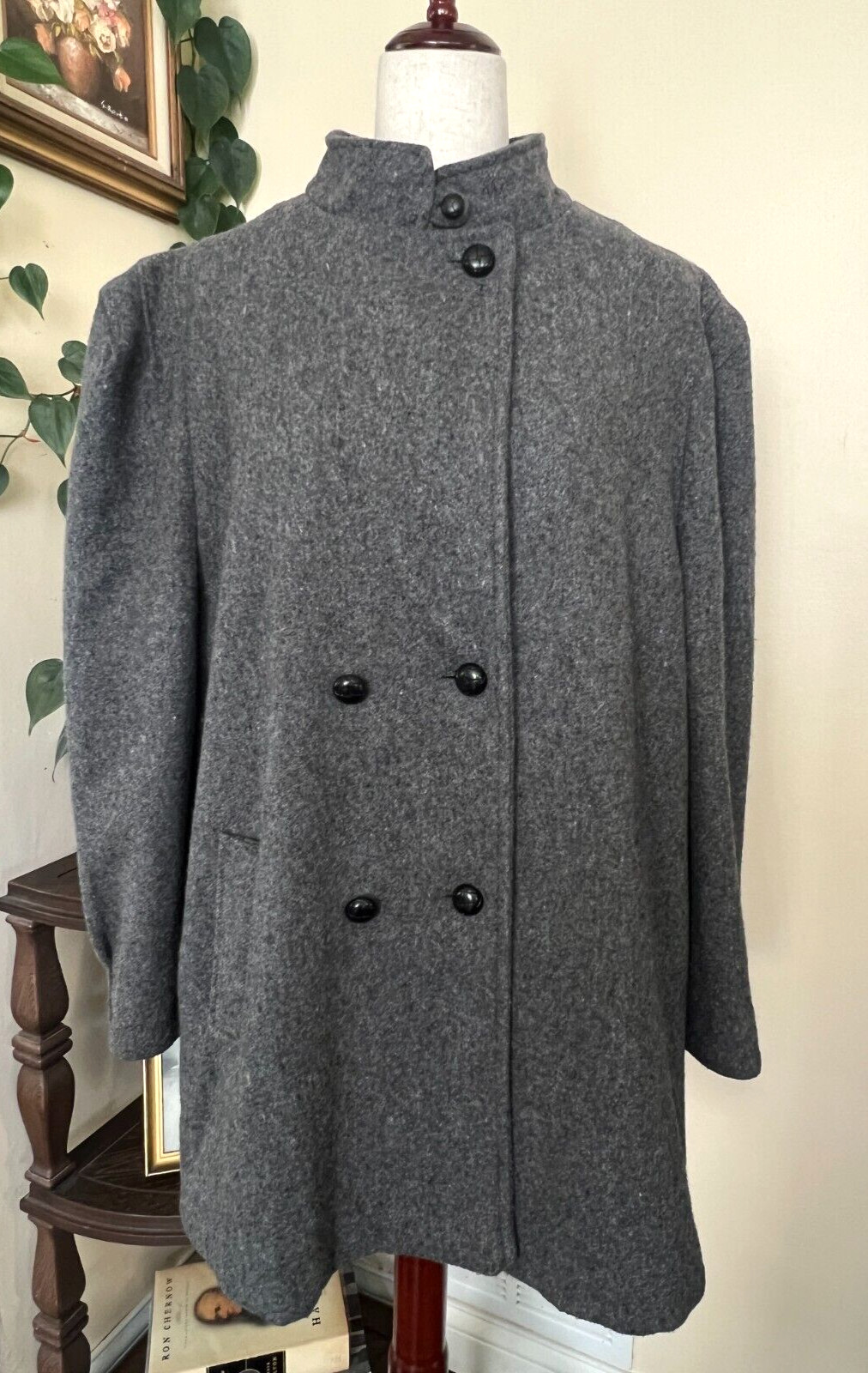 Vintage Gray Wool Peacoat sz 18.5
