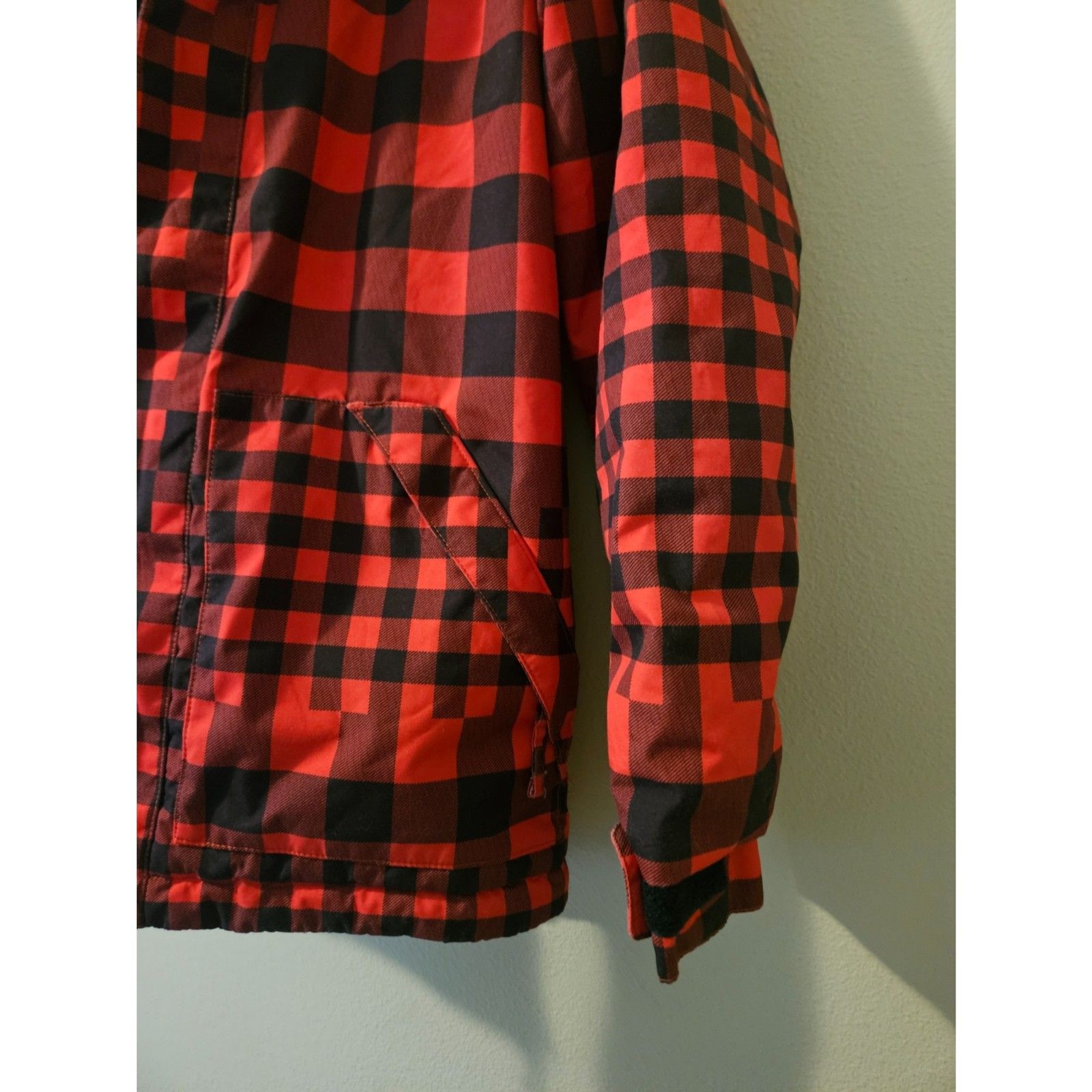 Burton Youth Boys Snowboard Ski Jacket L (14/16) Red Plaid Dryride