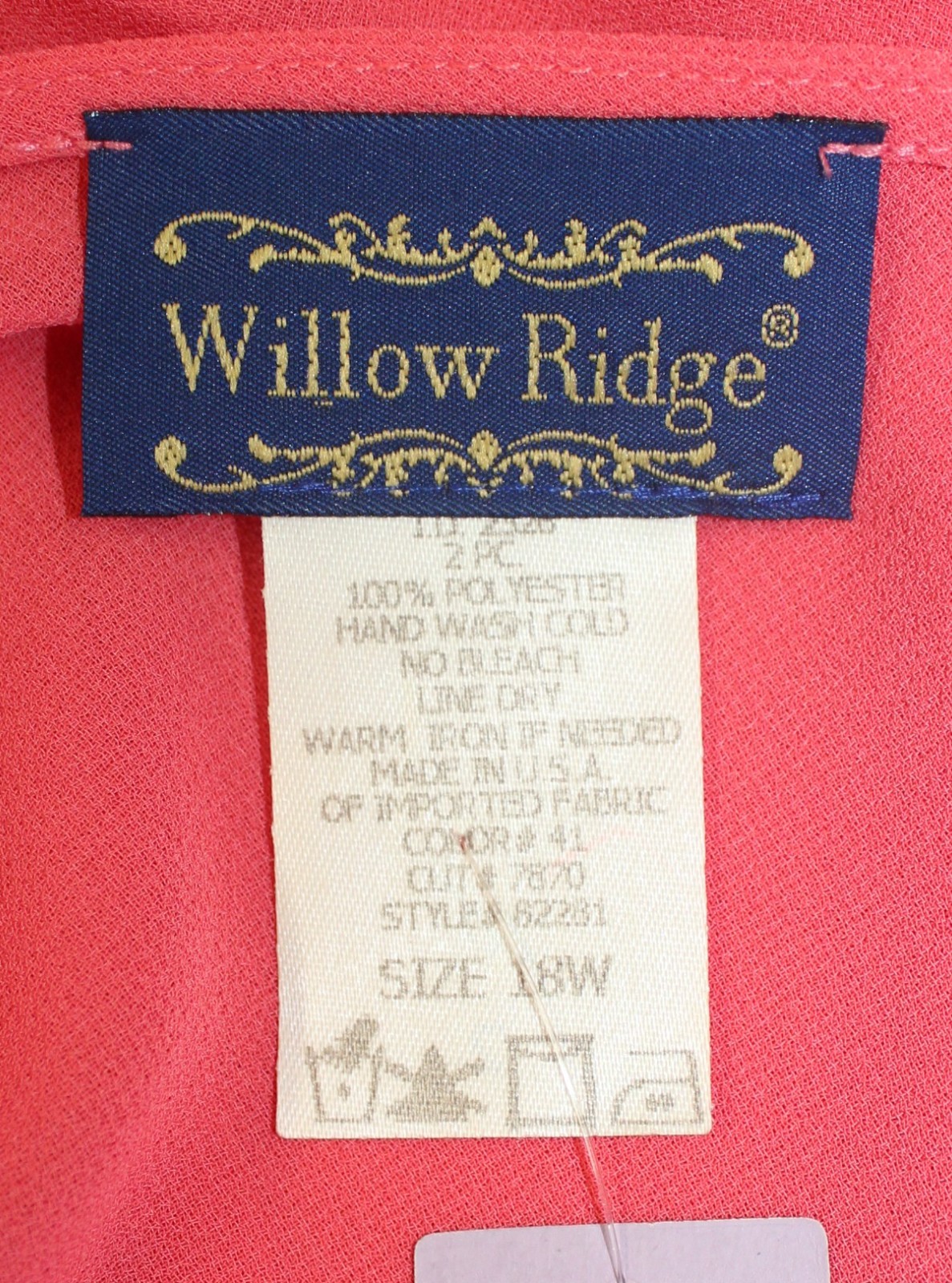 Willow Ridge Vintage 2-piece Evening Dress w Top Embroidered Floral Size 18W