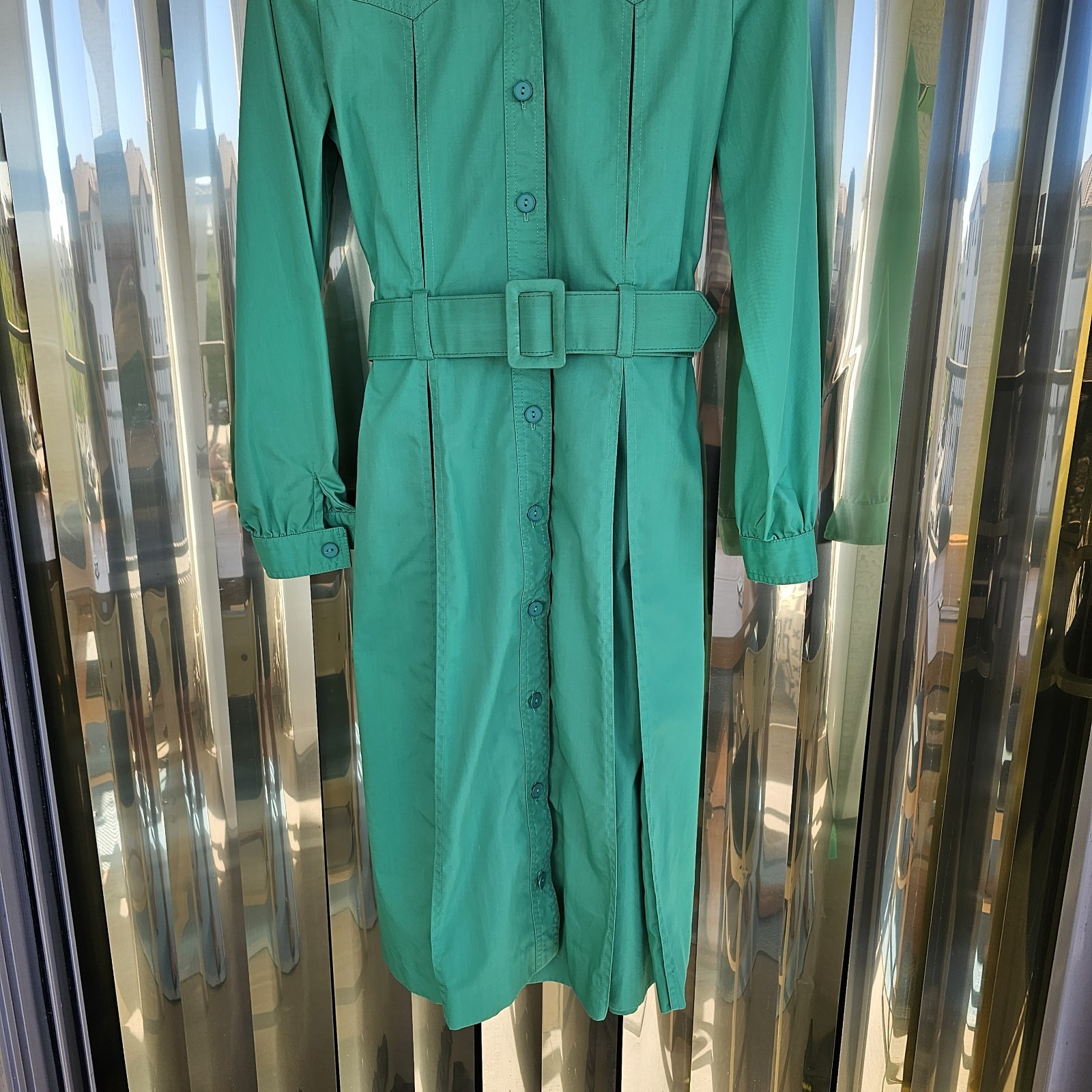 Vintage N.R. 1 By Ned Gould Green Western Style Trench Coat Sz 6