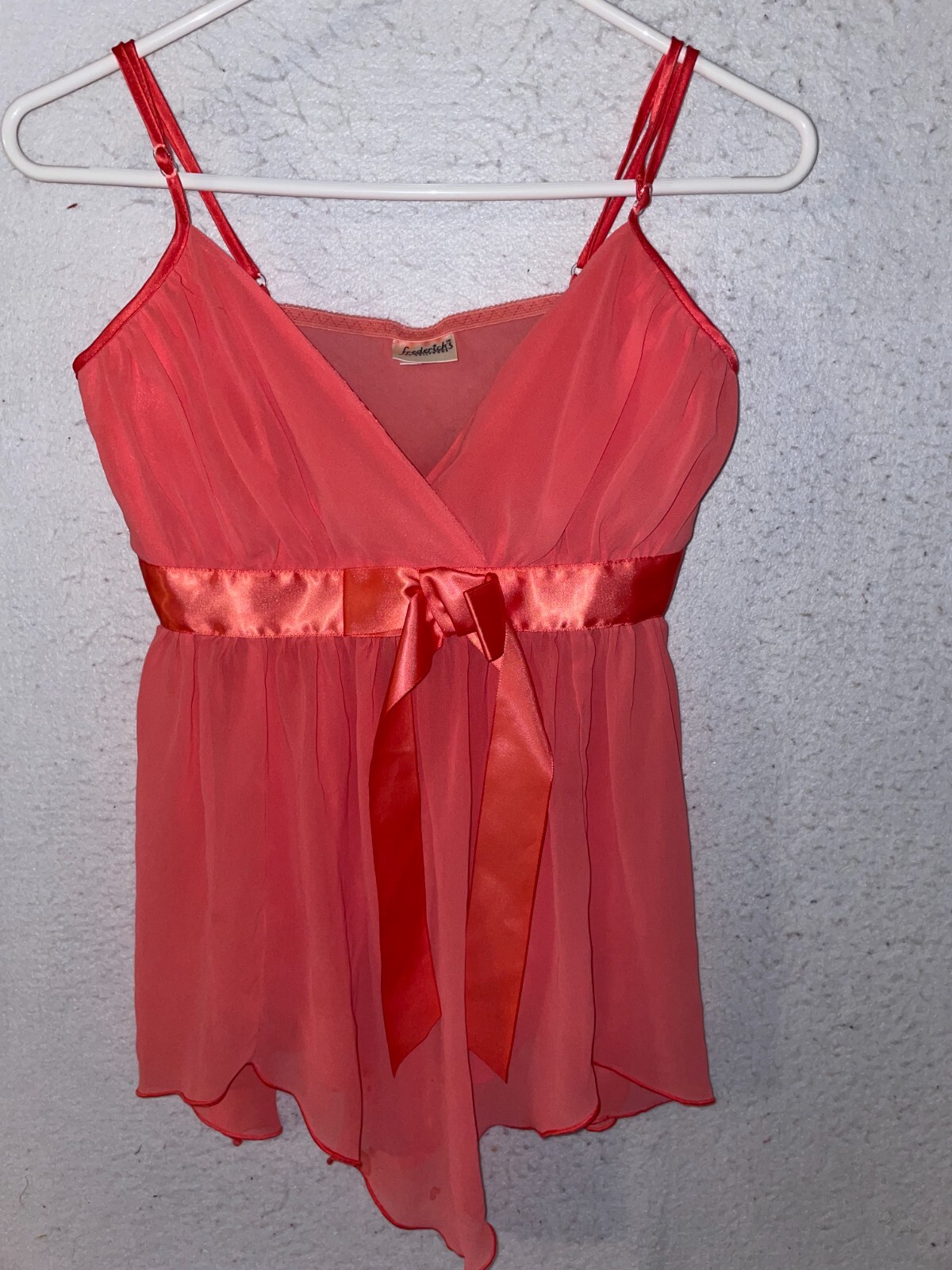 Frederick’s of Hollywood Sexy VTG Women’s M babydoll Lingerie nightie pink Coral
