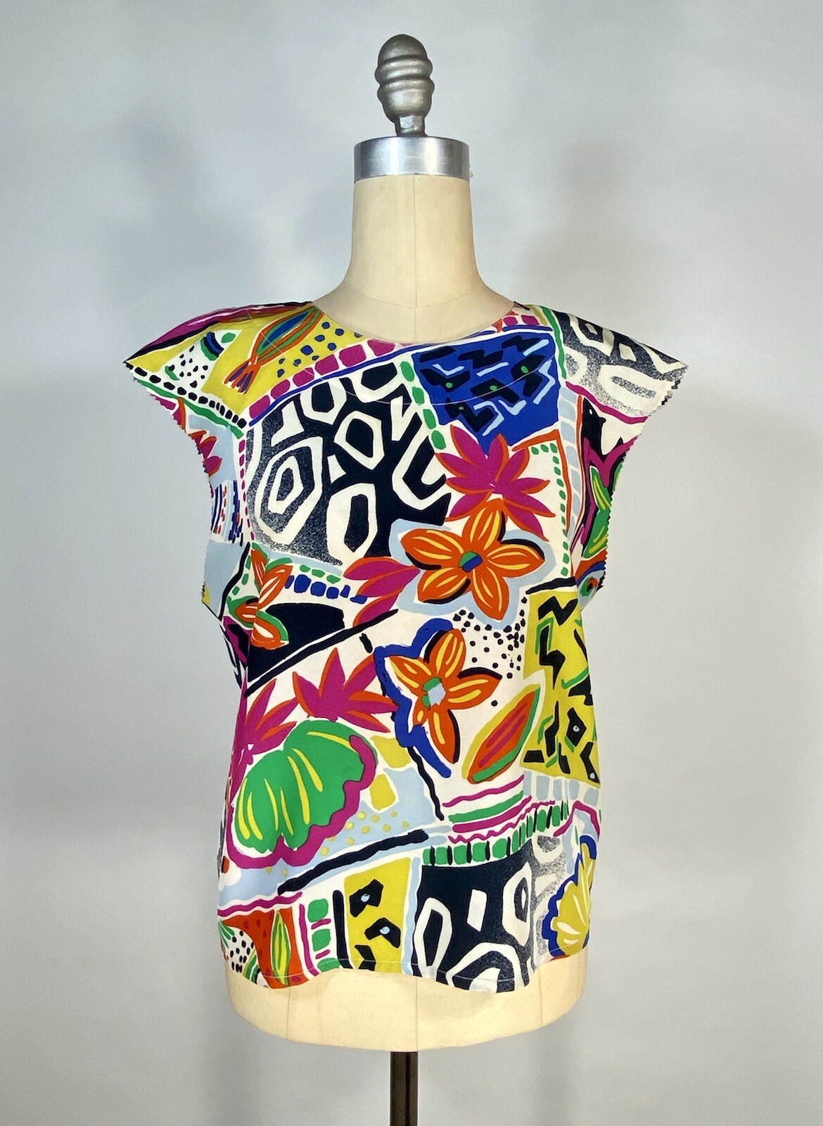 Vintage 1980’s-1990’s ESCADA by Margaretha Ley colorful mix print blouse size 34