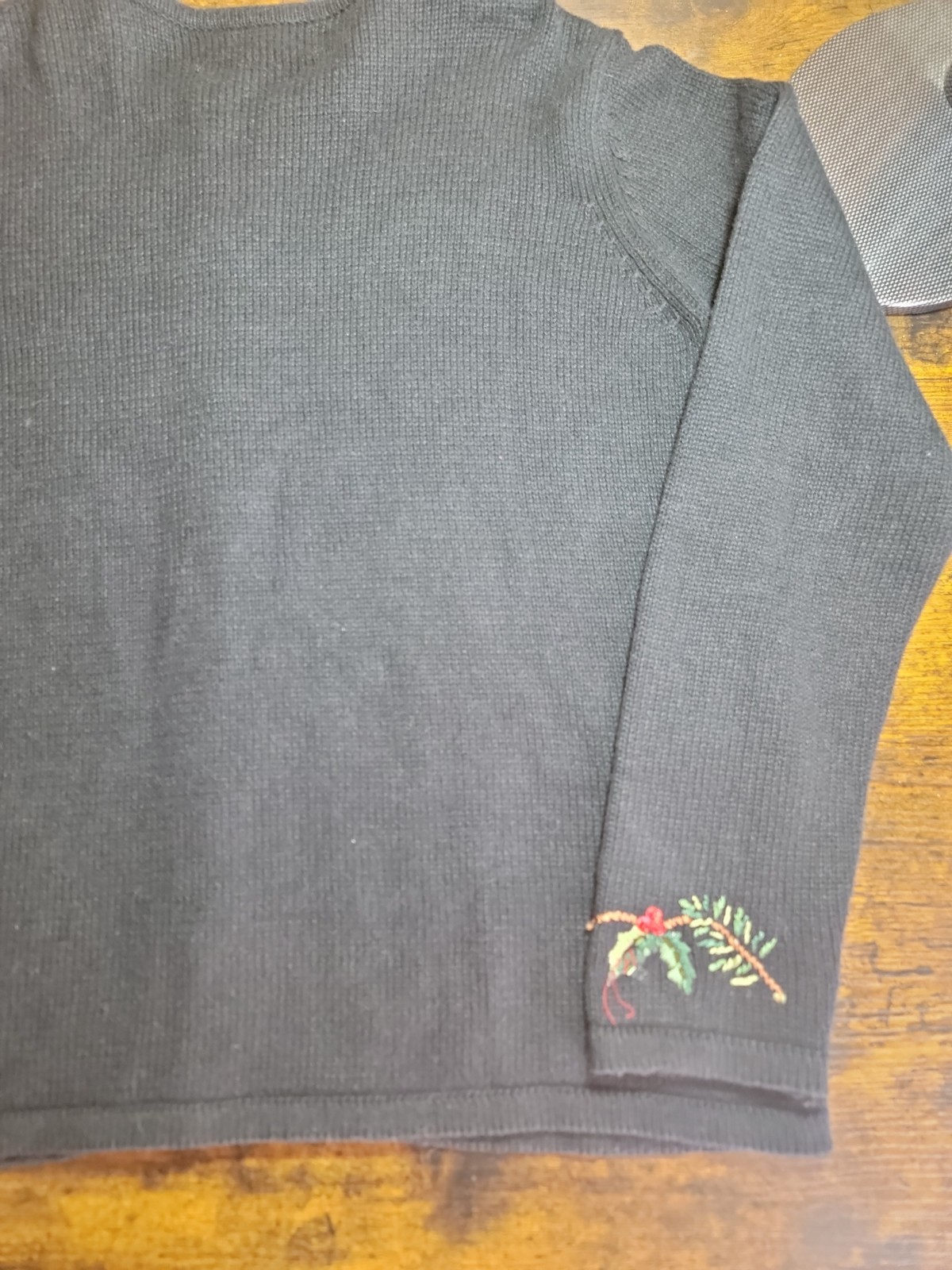 Tiara International Vtg Zip Christmas Sweater Cardinals Embroidered Black large