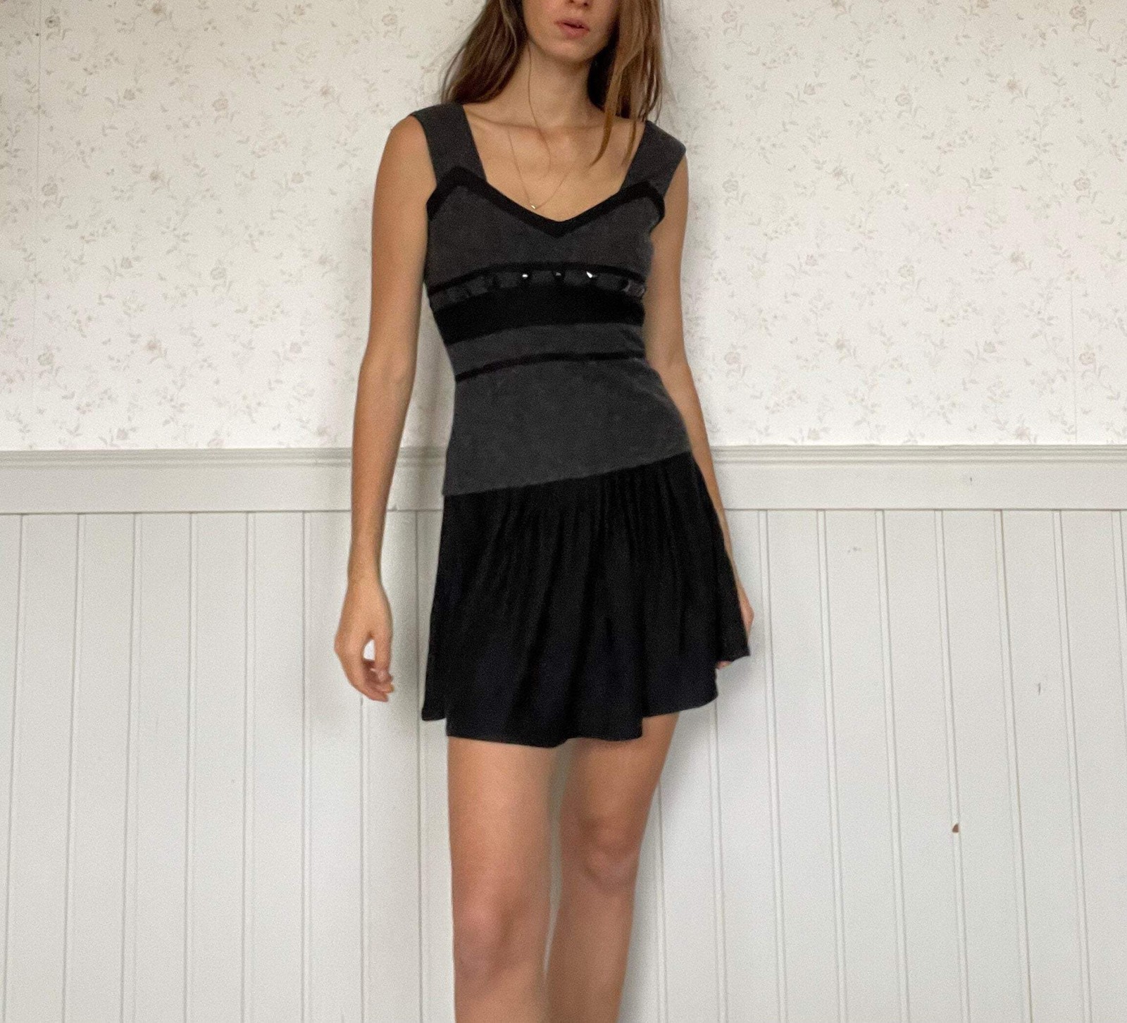 Wool and silk Max & Co studded dress, Designer holiday dress, Little black NYE c