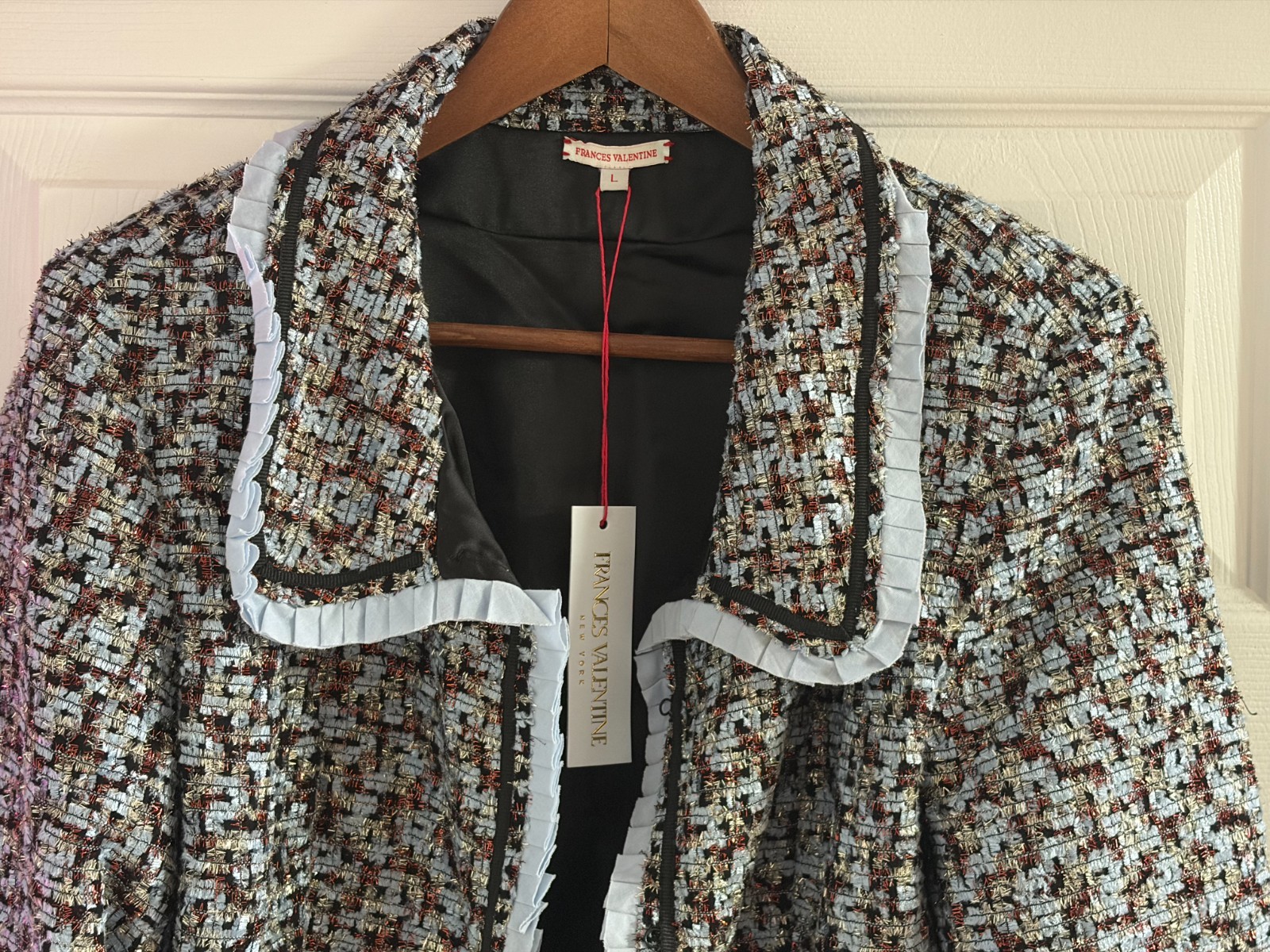 NWT Frances Valentine Jessie Jacket – Lt Blue/Gold Multi Deco Size L
