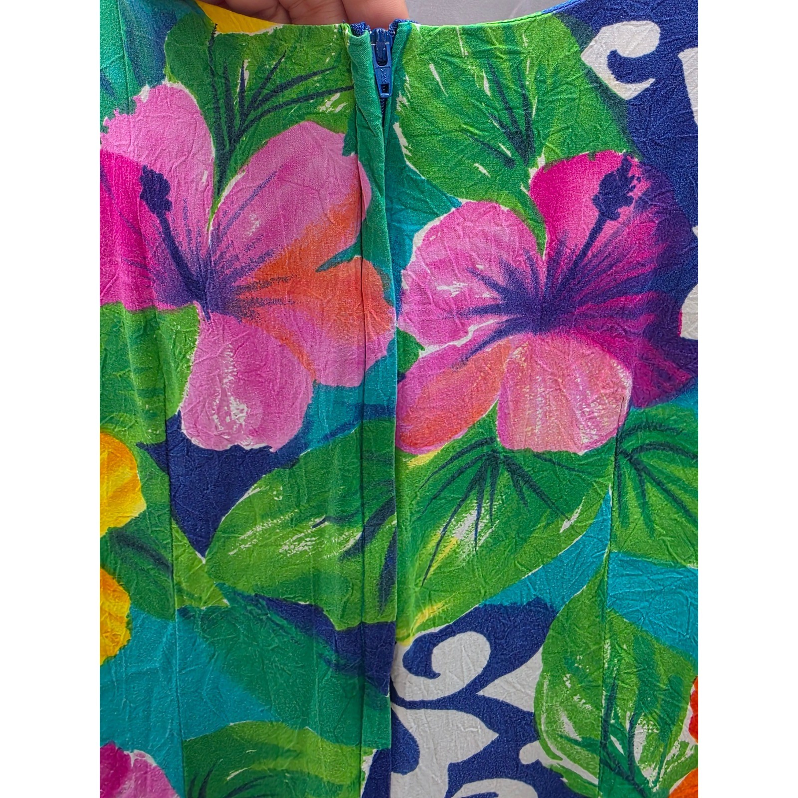 Jams World Vintage Tropical Floral Mini Dress Sleeveless Pockets Rayon Size 7