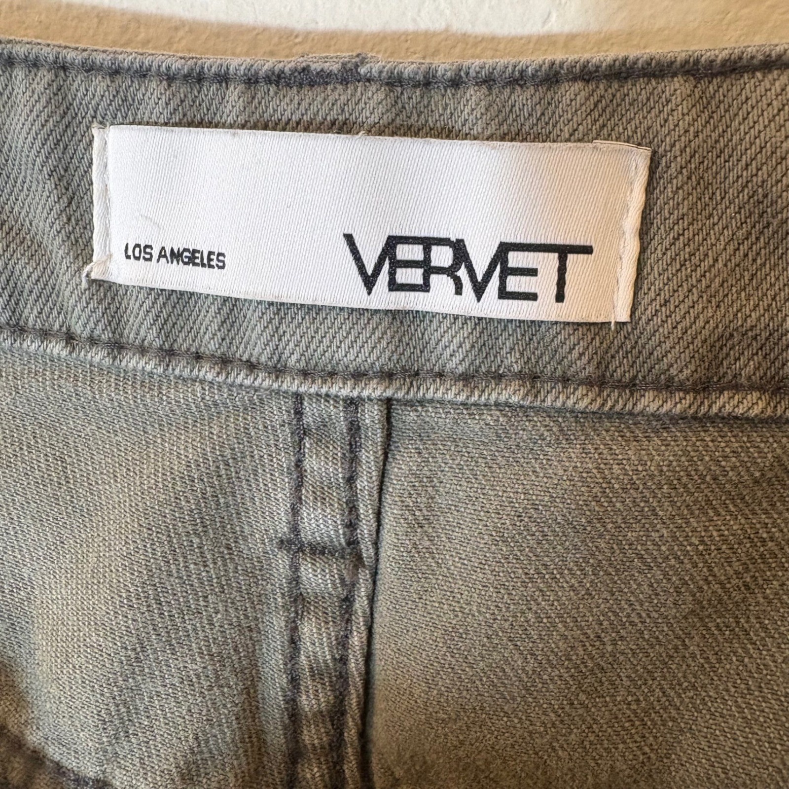 Vervet Super High Rise 90s Vintage Crop Flare Jeans Size 29 Olive Green