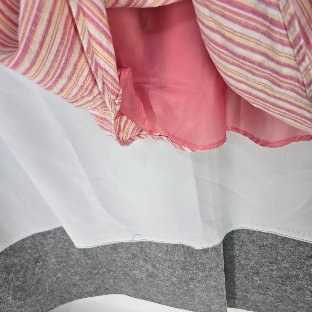 Sheri Martin Pink Linen Blend Striped Dress and Jacket Set Womens 14P Petites