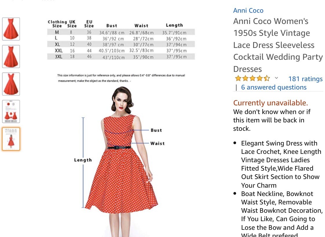 Anni Coco Women’s Classic 1950s Vintage Hepburn midi Dresses Red, Large