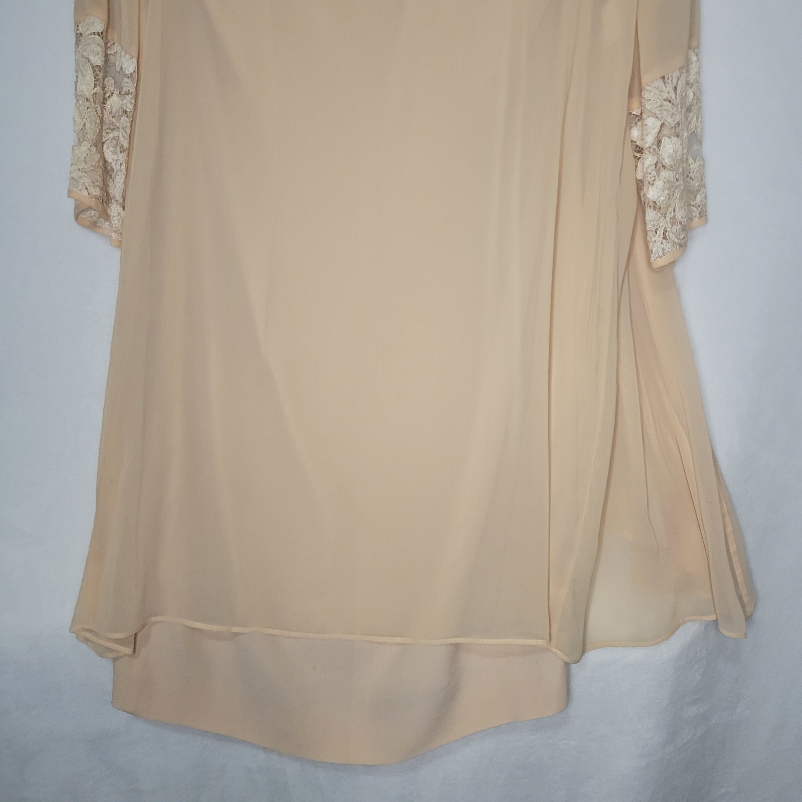 VTG Olmar Retro Shift Dress & Sheer Duster Peach Sz 44 Measurements in Descrip