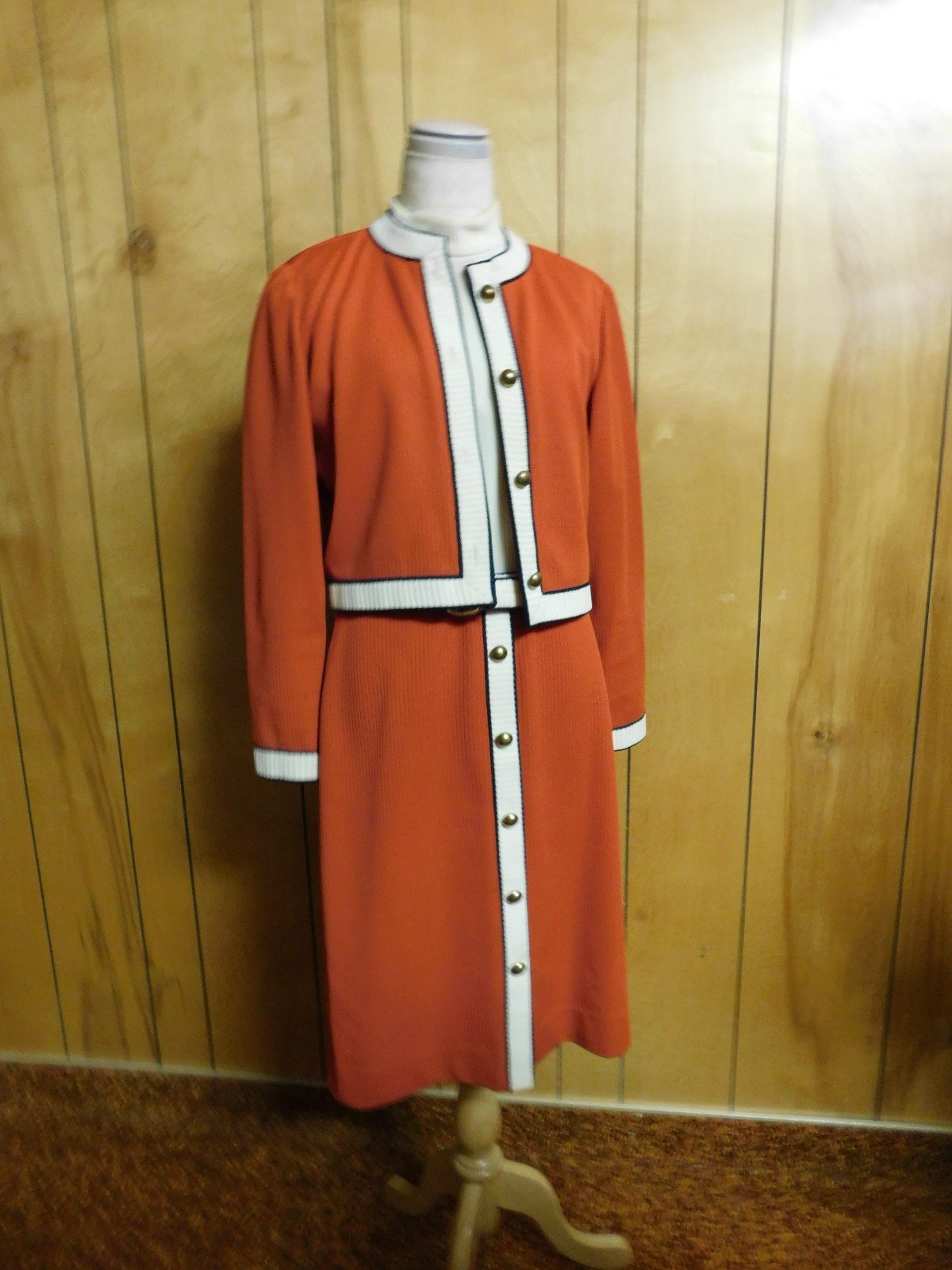 Vintage 60’s Rust Brown BUTTE KNIT Dress w/ Jacket Waist 30″