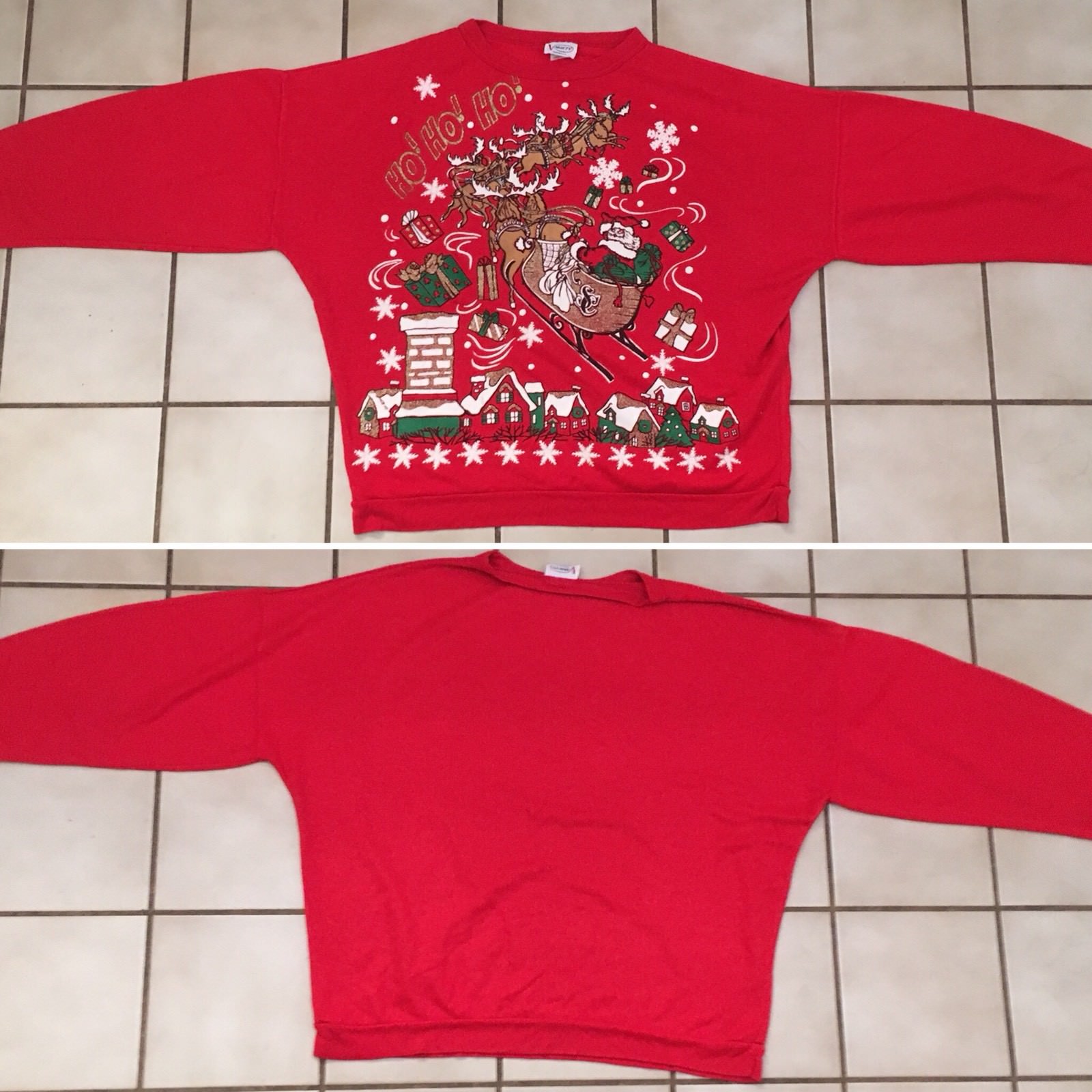 Vintage Variety Christmas Graphic Sweatshirt Variety Knit Made In USA One Size