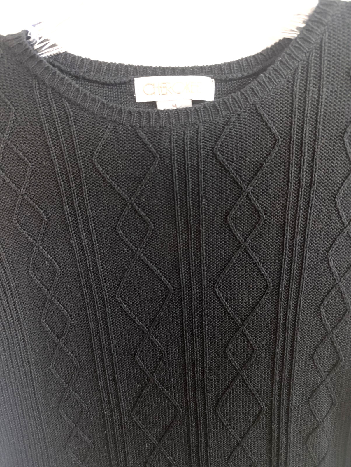 Vintage 90s CHEROKEE Silk Black Short Sleeve Knitted Top Blouse Sweater Size M
