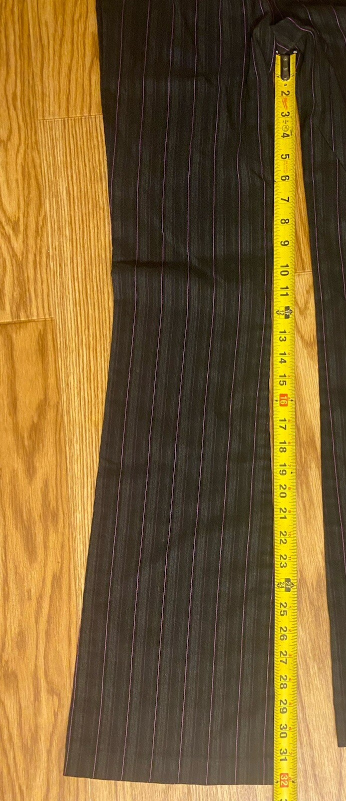 Vintage 90’s Charlotte Russe Size 5 Black Purple Striped Skinny Bell Bottom Pant