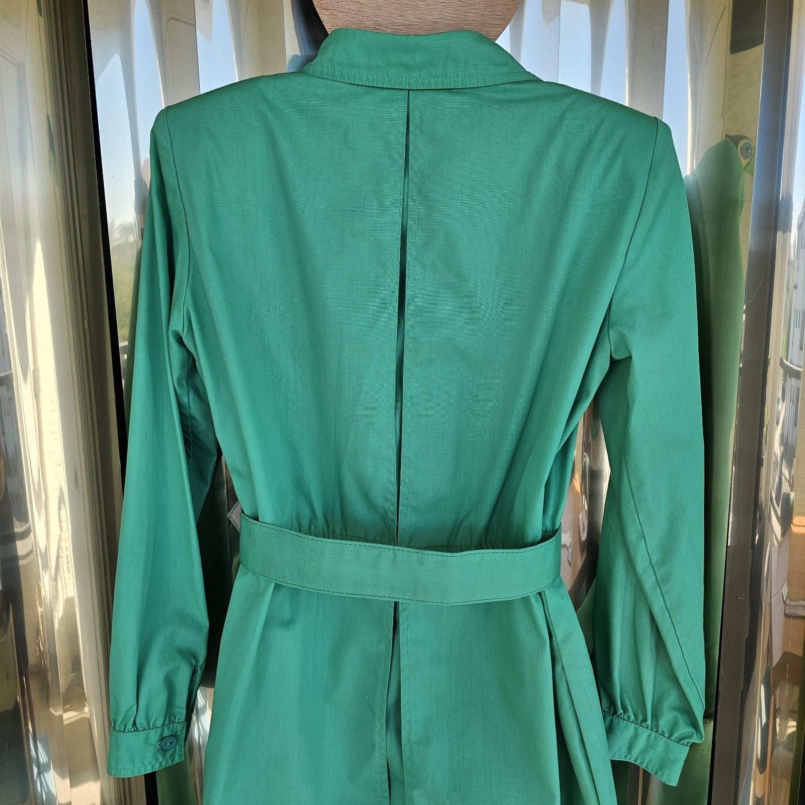 Vintage N.R. 1 By Ned Gould Green Western Style Trench Coat Sz 6