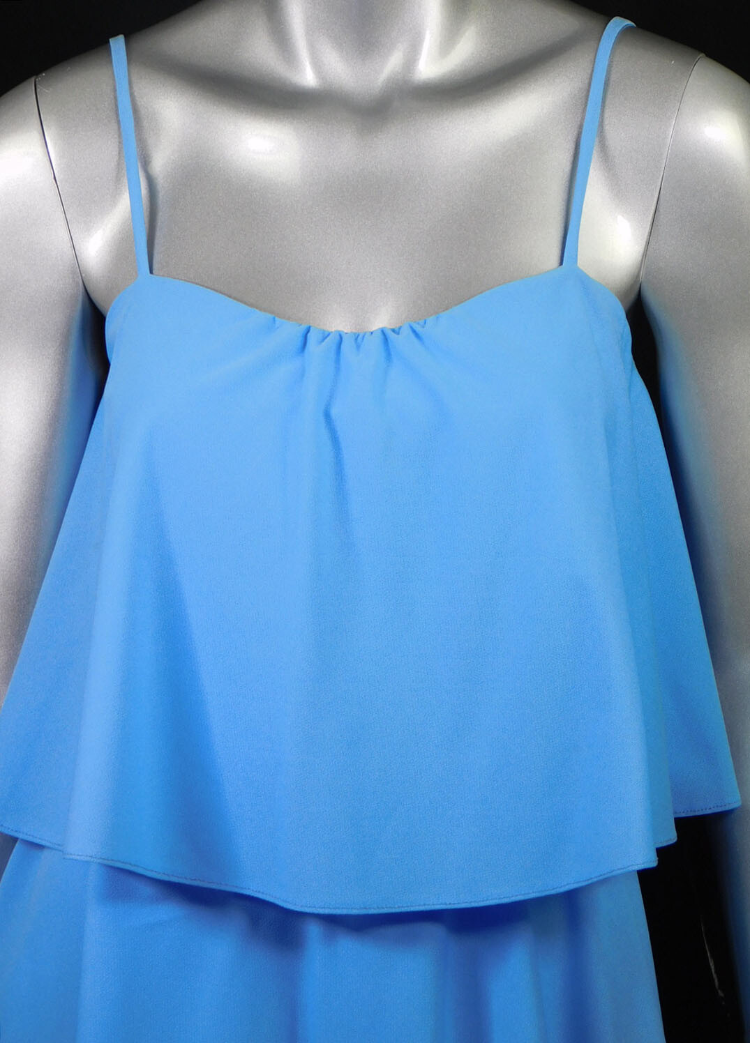 80s Sky Blue Tiered STELLA Sun Dress Prototype SpaghettiStrap Indie New Wave XXS
