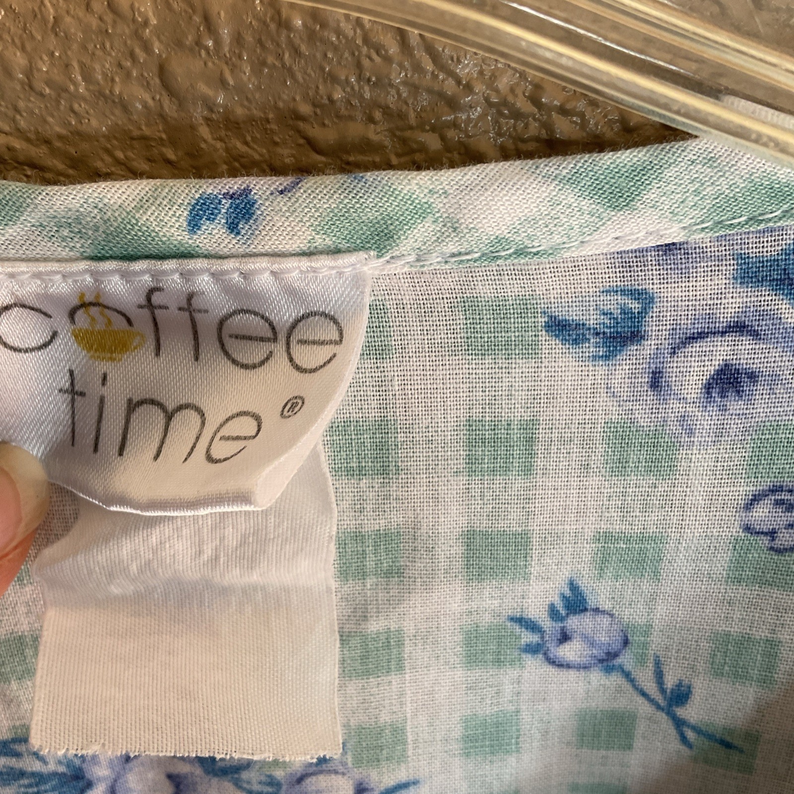 Coffee Time Women’s Vintage Nightgown Floral Pearl Snap Pockets Embroidered