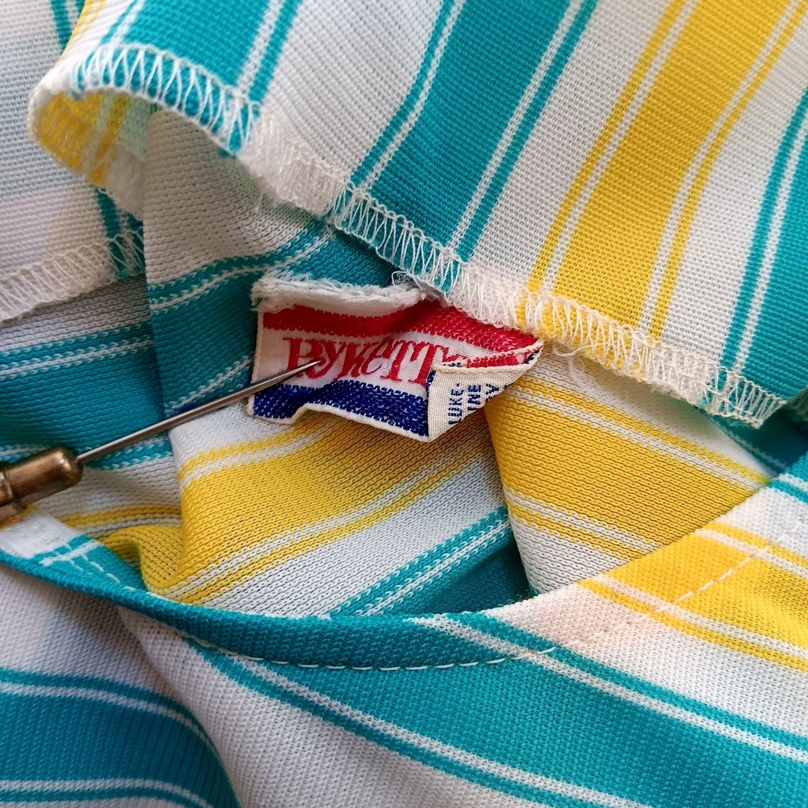 True Vintage Tank Top Single Stitch Medium Pykettes 1970’s Striped Sleeveless