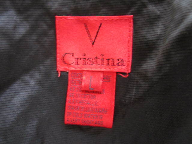 Vintage V Cristina Womens Jacket Large Black 3/4 Sleeves Polyester & Cotton