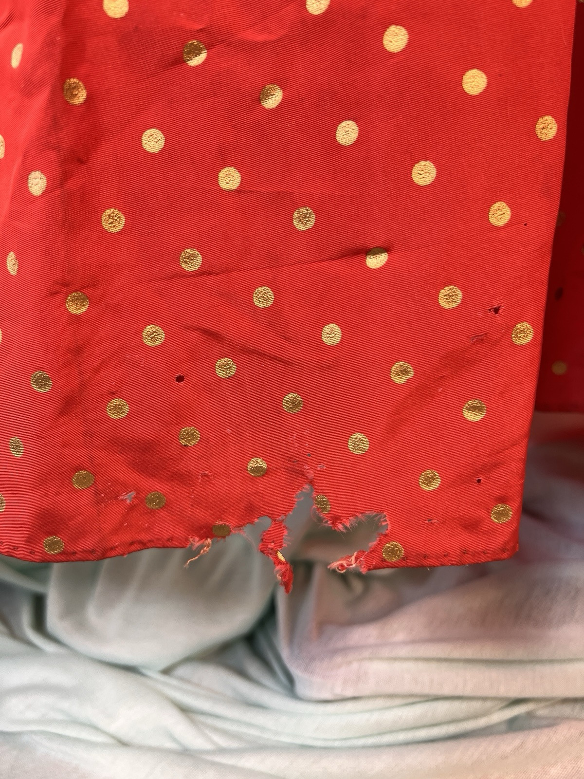 Vintage 1940s Red & Gold Polka Dot Flobert Maxi Formal Dress, 38 bust, 27 waist