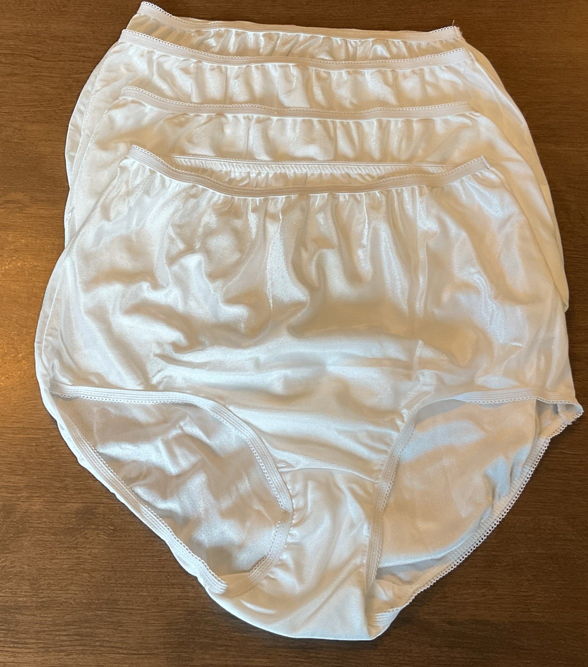 Vintage Set of 4 Lady Blair Shiny Silky Nylon Brief White Panties Size 8 New