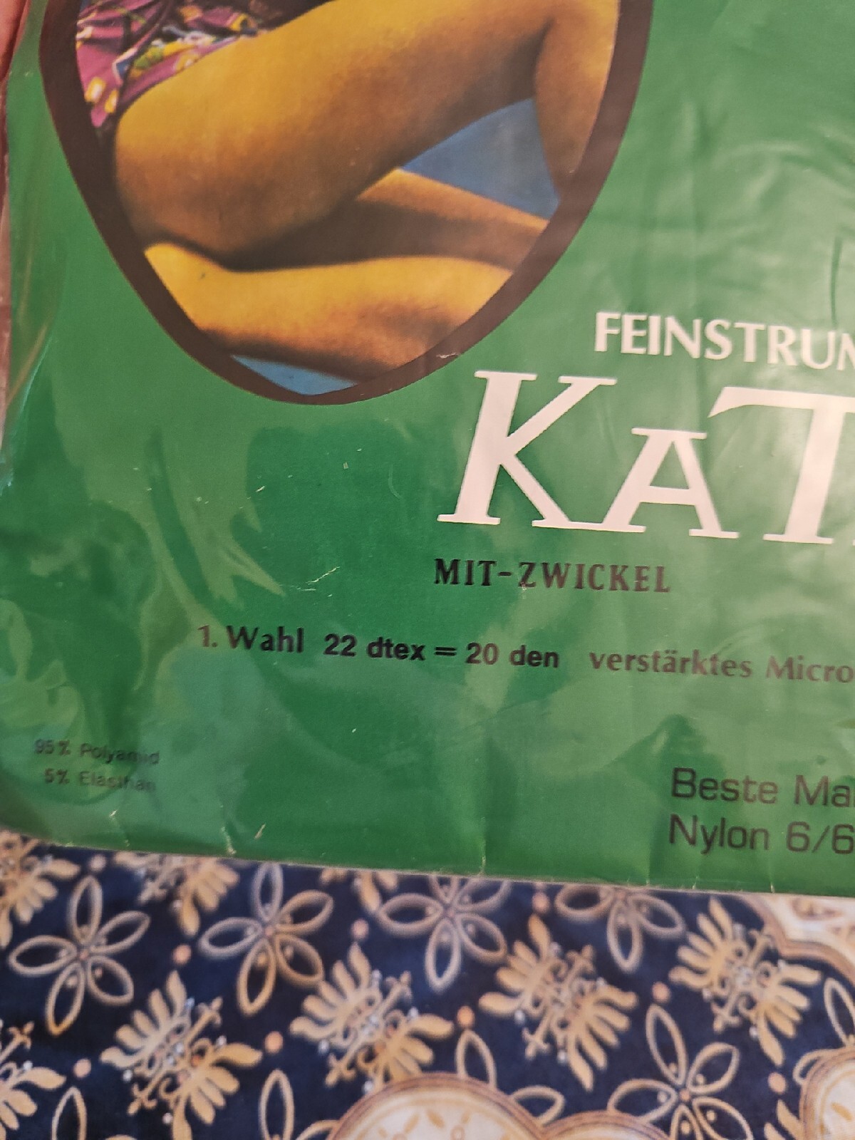 NOS VTG 1960s/70s Feinstrumpfhose KATIA Nylon 6/6 MADE IN ITALY 20 Den Krepp NEW