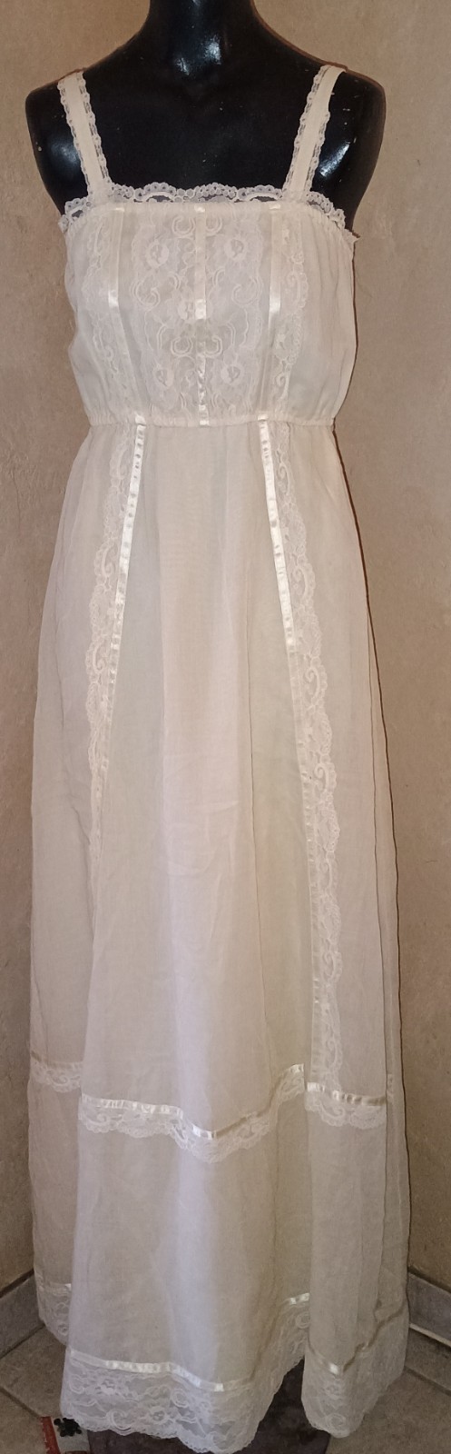 Vtg 70s Candi Jones California Maxi Prairie Dress Boho Hippy Cottage Core