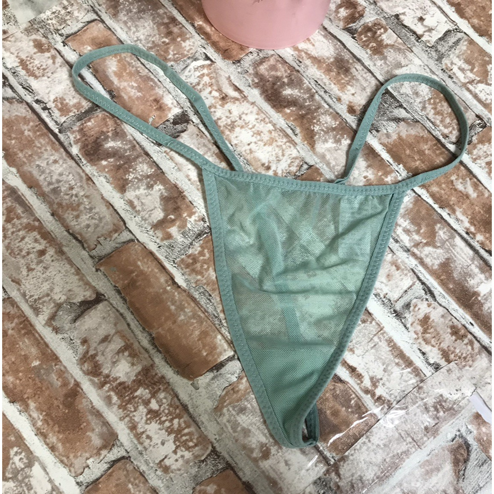 Mesh Sz X-Large Green Thong String Panties Underwear Strappy Underwear