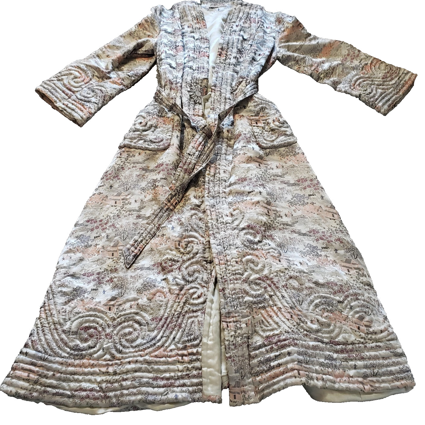 40s 50s Long Silk Robe Dressing Gown Womans Mid Century Modern Movie TV Prop