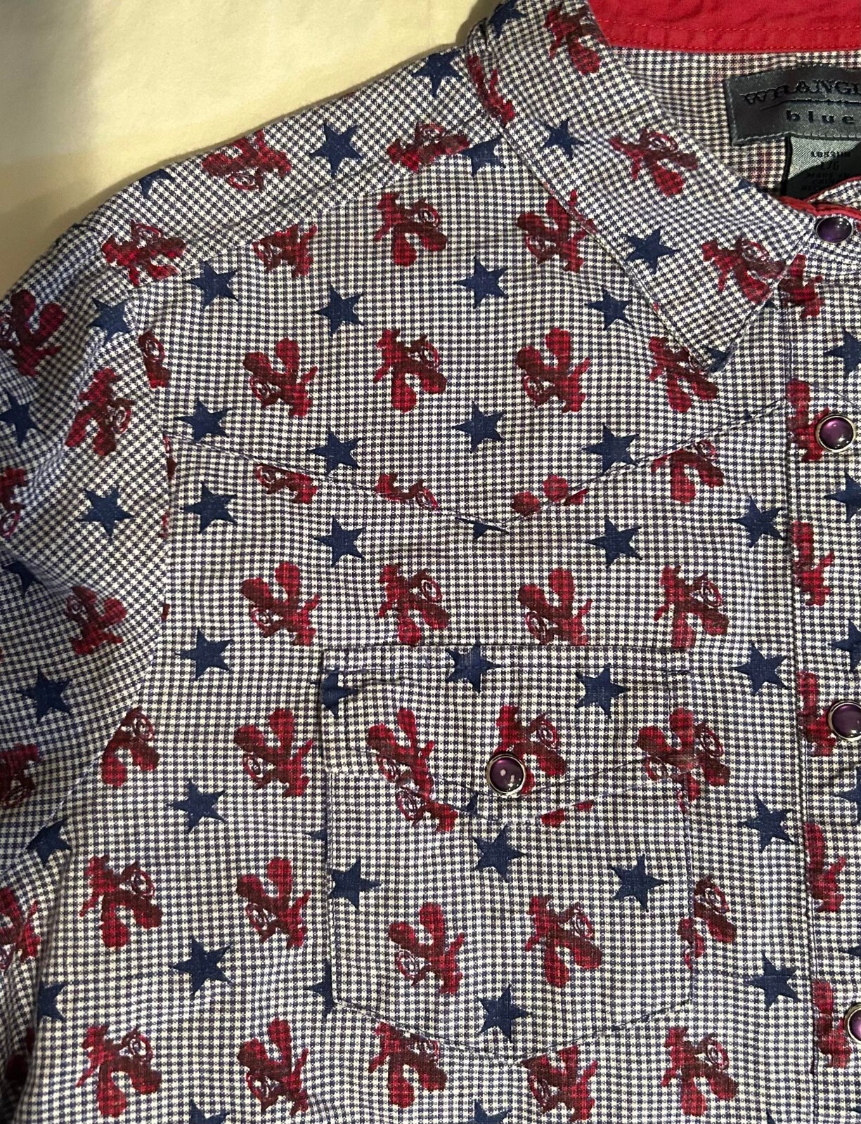 Vintage WRANGLER BLUES Western Pearl Snap Shirt Ladies Cowboy Print