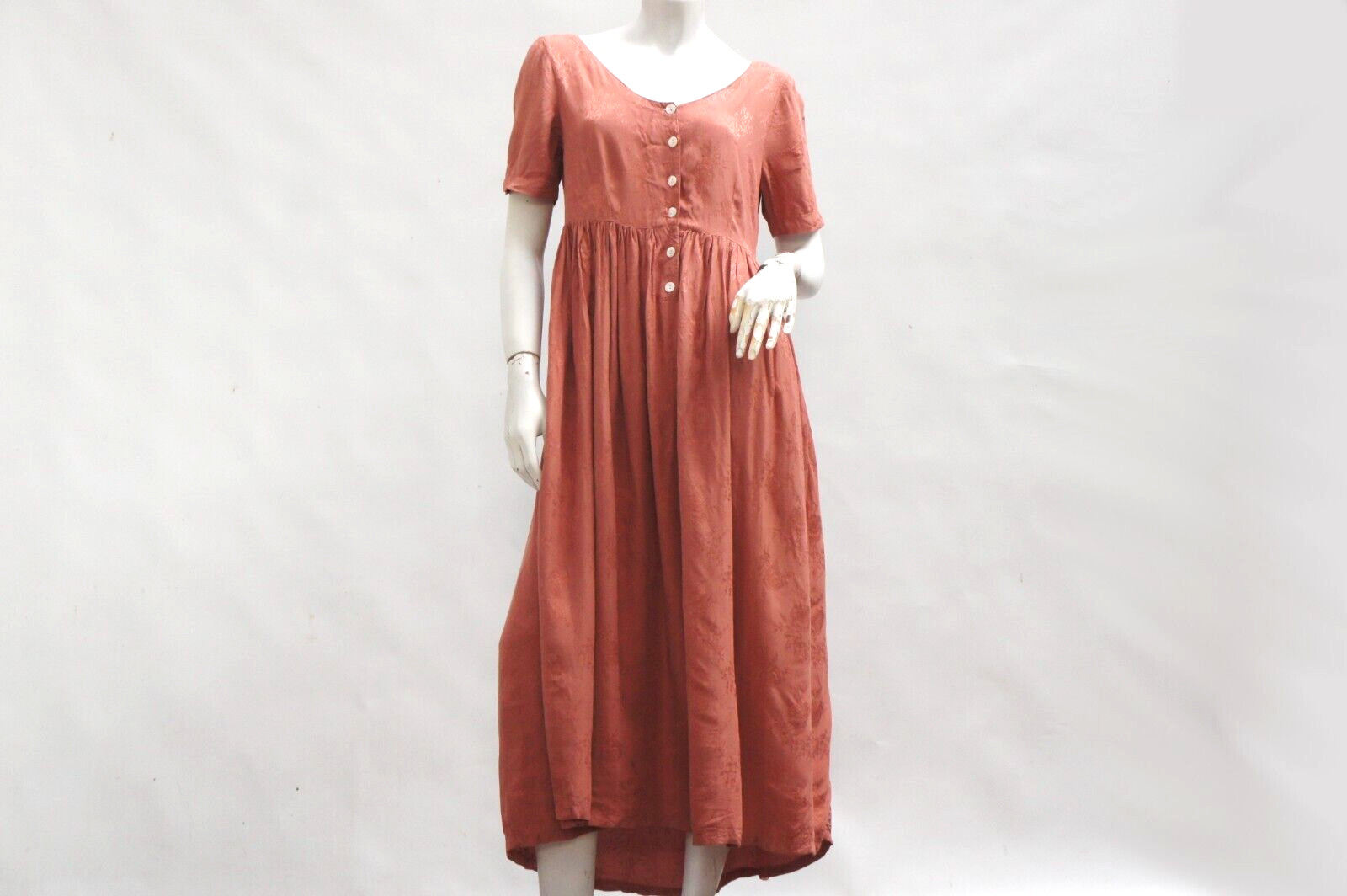 Vintage 80s Dusty Rose Pink Damask Maxi Dress By Jonathan Martin Boho