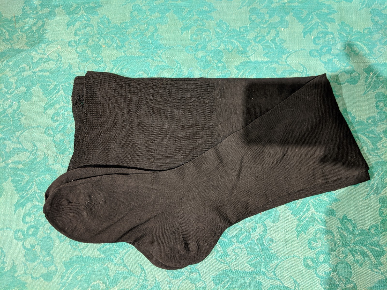 Antique Knit Black Thigh High Stockings 1920’s