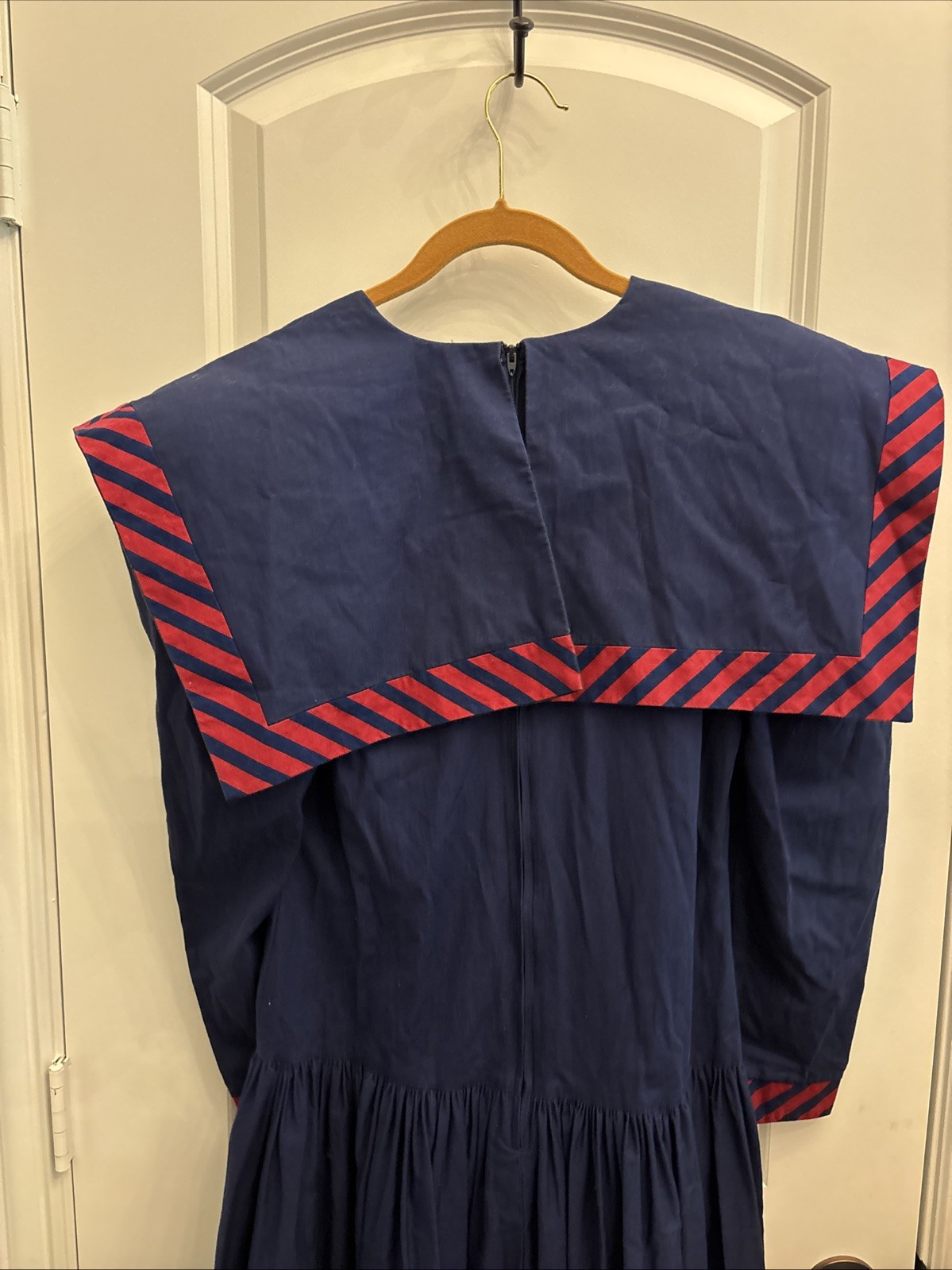 Leslie Lucks Vintage 80’s Dress Size 4. Blue Sailor Collar. Preowned